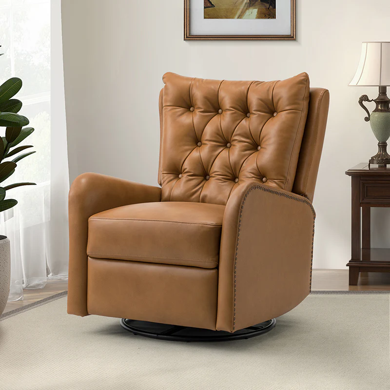 Francisco Genuine Leather Manual Swivel Recliner