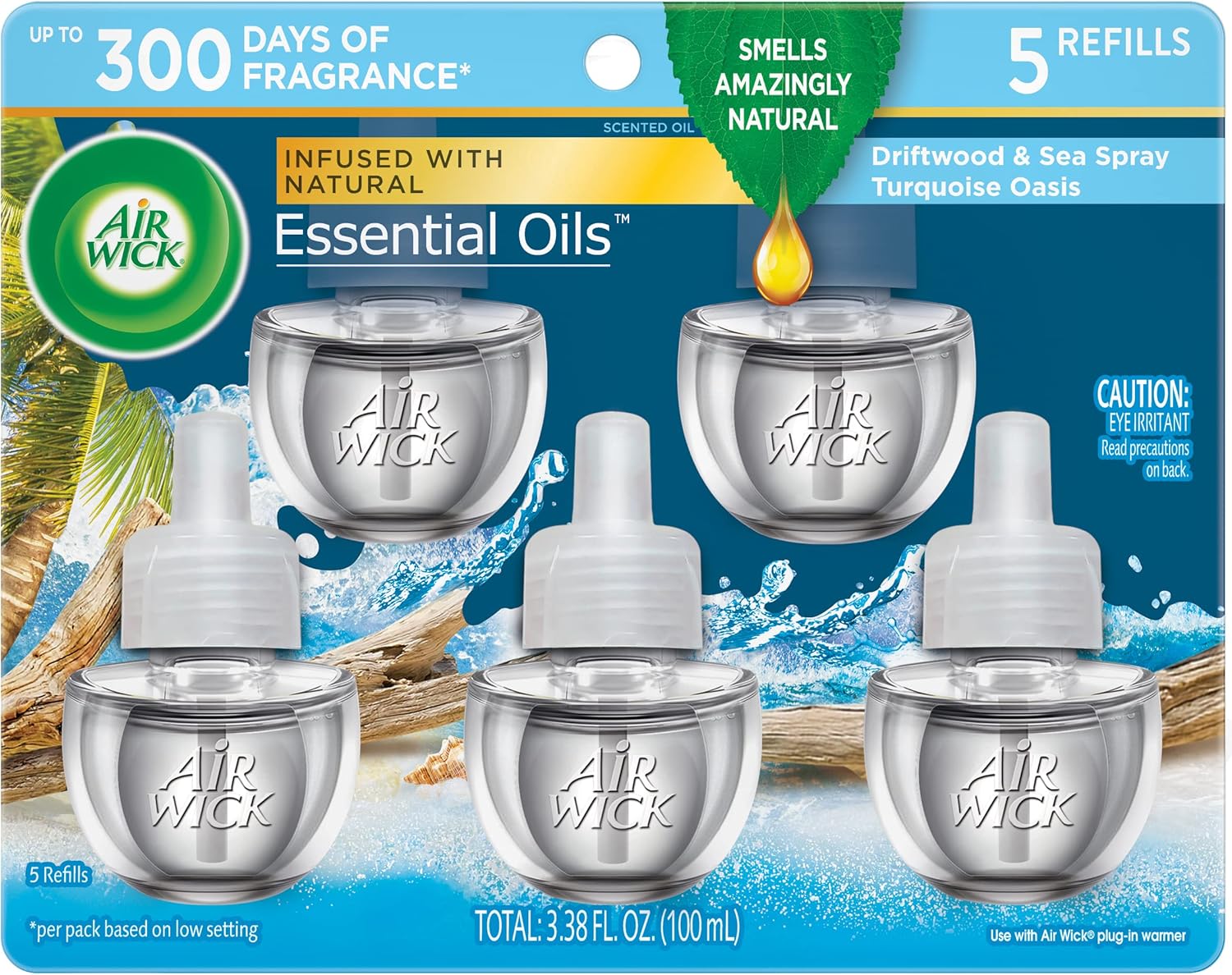 Air Wick Plug in Scented Oil Refill, 5 ct, Sandalwood , Air Freshener, Essential Oils