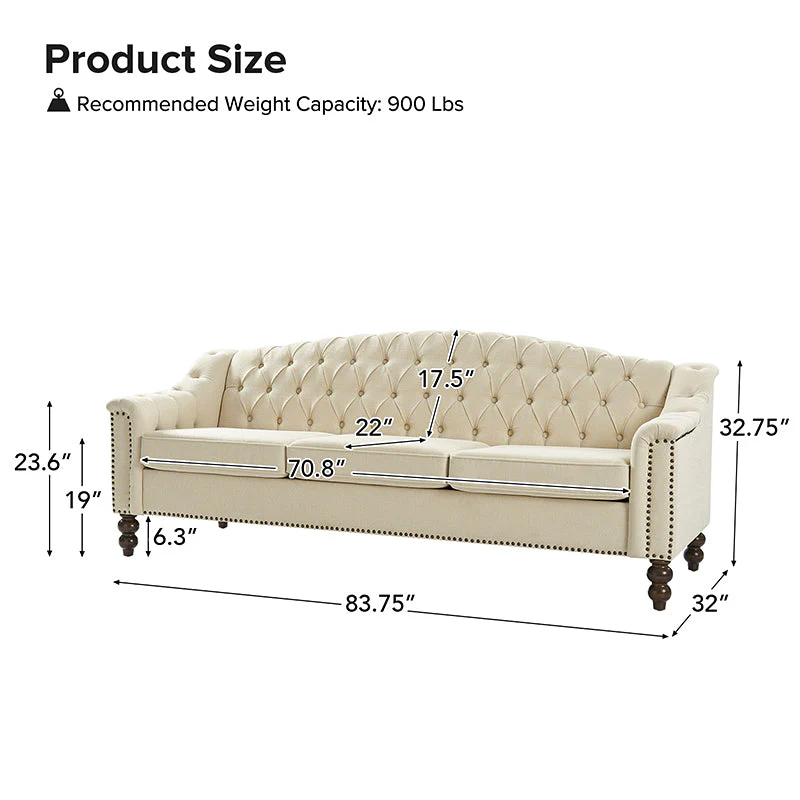 Andrea Classic Traditional-Style Sofa for Living Space