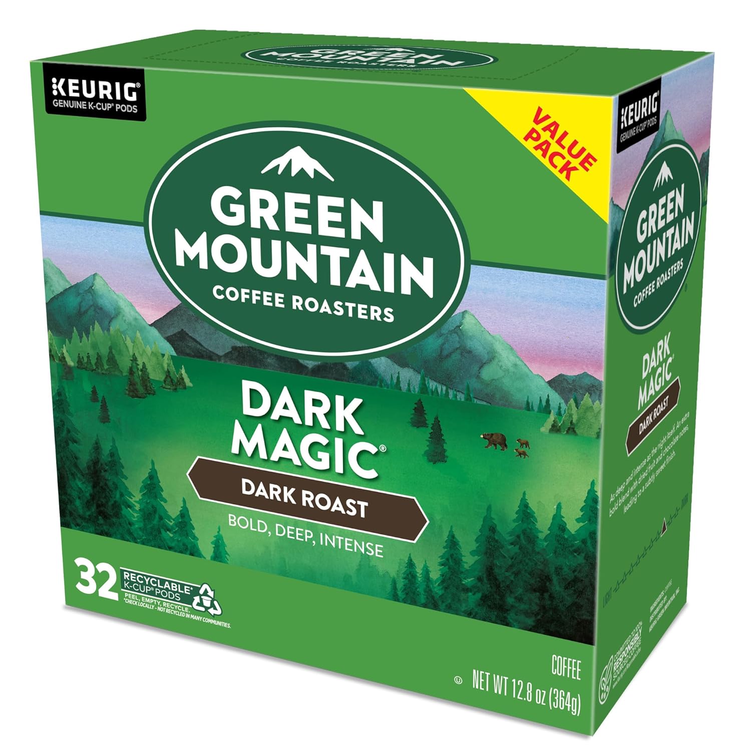 Green Mountain Coffee Roasters Dark Magic Keurig Single-Serve K-Cup Pods, Dark Roast Coffee, 72 Count (6 Packs of 12)