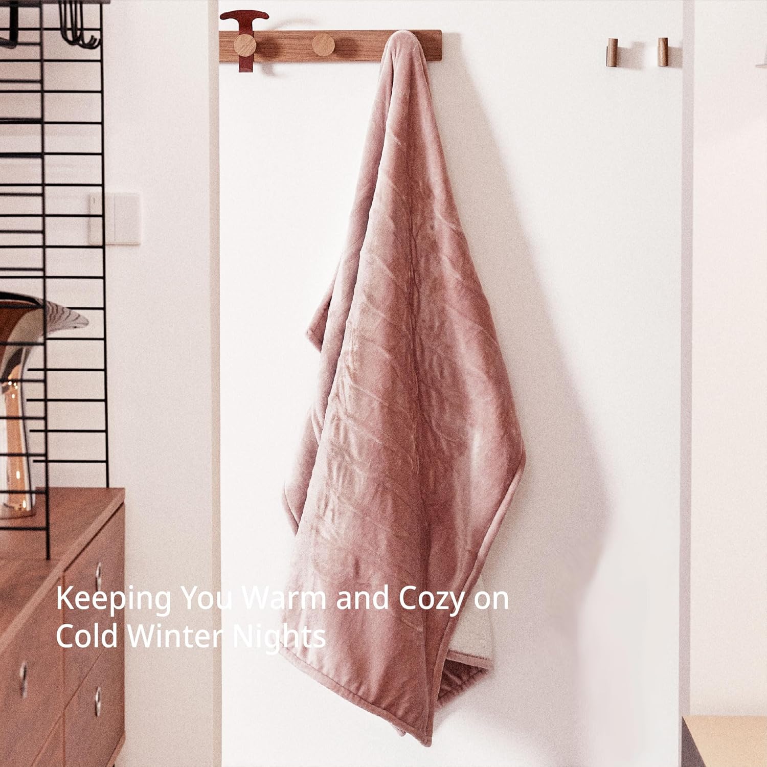 GOTCOZY Heated Blanket Electric Throw 50''X60''- Soft Silky Plush Electric Blanket with 4 Heating Level & 3 Hour Auto Off Heating Blanket, ETL Certified Machine Washable (Rose Dust)