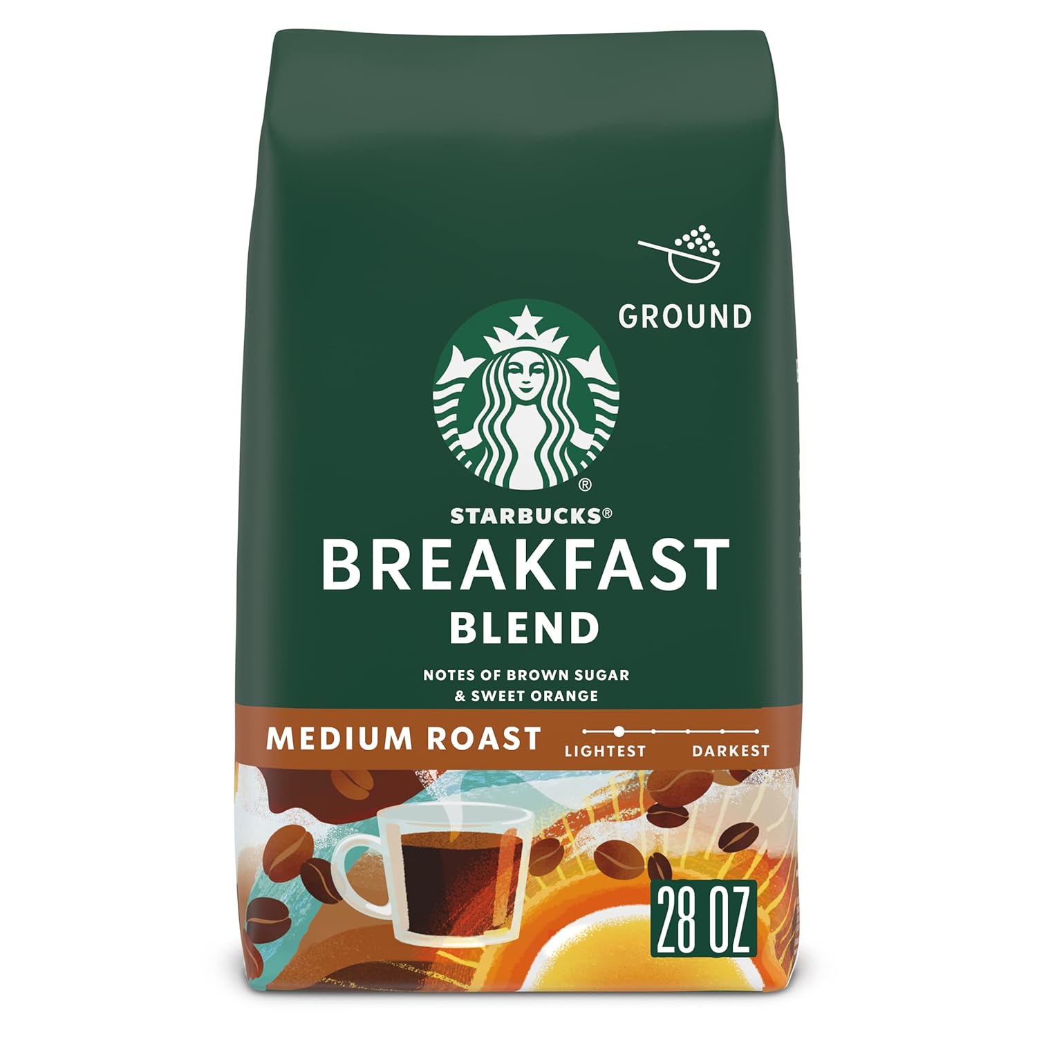 Starbucks Ground Coffee, Medium Roast Coffee, Pike Place Roast, 100% Arabica, 1 Bag (28 Oz)