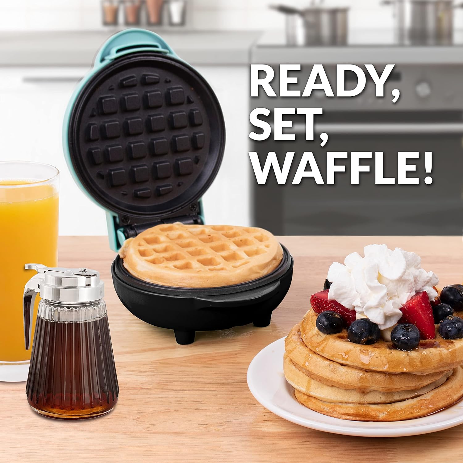 Nostalgia MyMini Cars and Trucks Shape Electric Waffle Maker, 5-Inch Non-Stick Griddle for Waffles, Hash Browns, Eggs, and More, Yellow