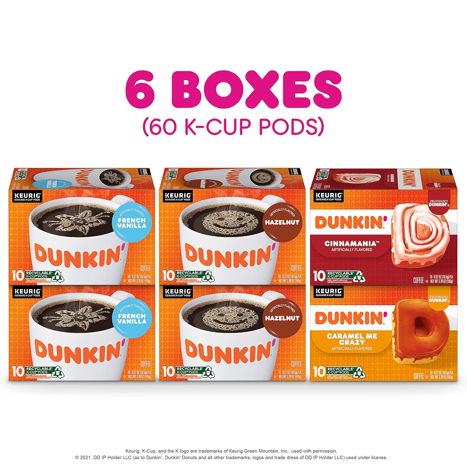 Dunkin' Original Blend Medium Roast Coffee, 60 Keurig K-Cup Pods