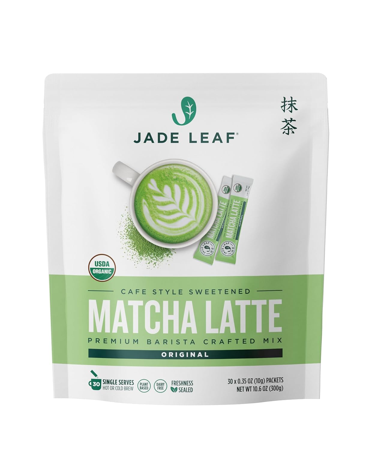 Jade Leaf Matcha Organic Café Style Sweetened Matcha Latte Premium Barista Crafted Mix - Original - Authentically Japanese (5.3 Ounce Pouch)