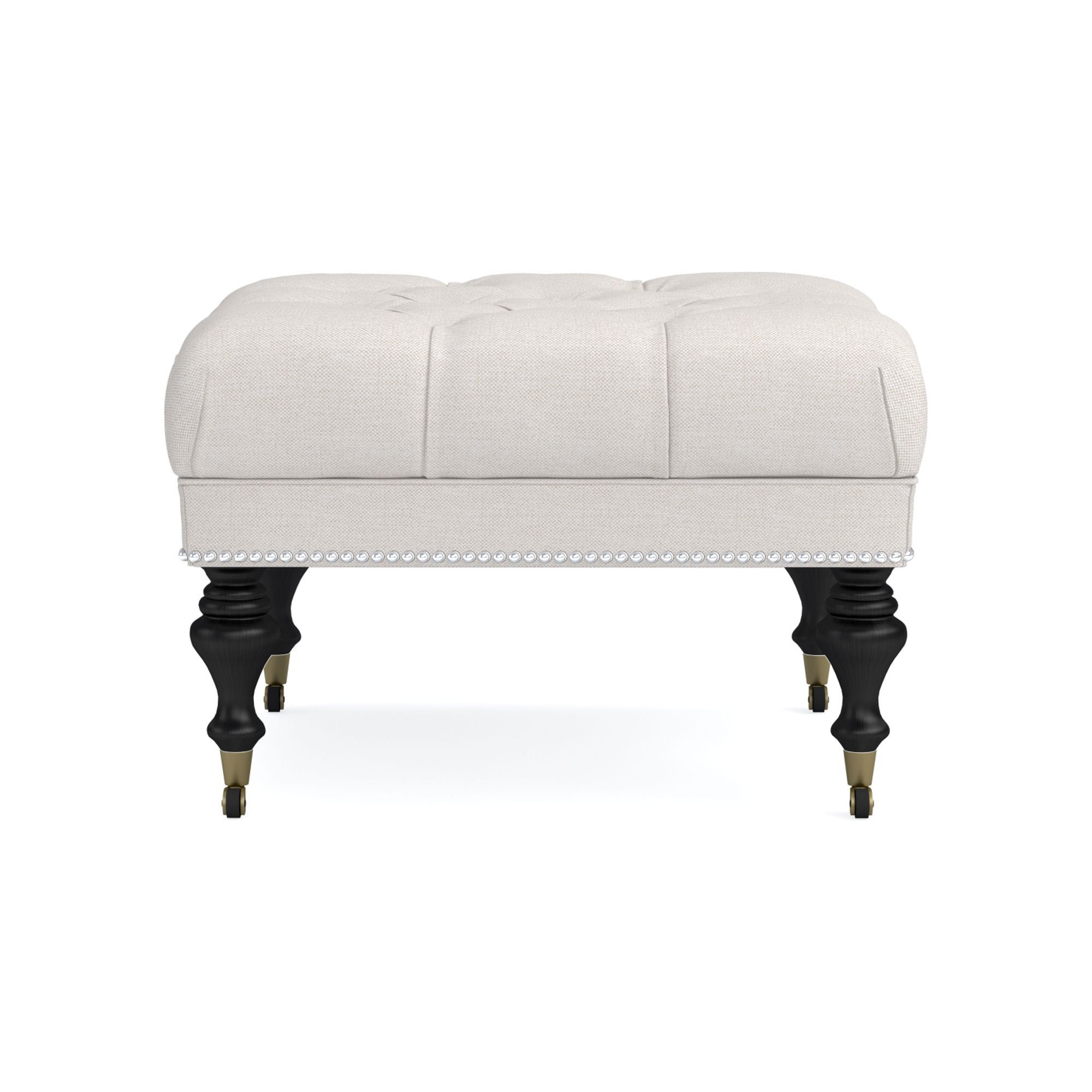 Fairfax Square Ottoman, Turned Leg with Tufted Top (26