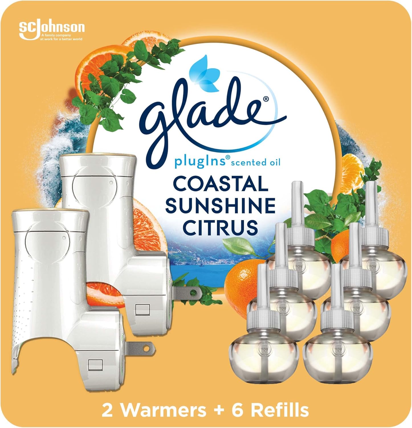 Glade PlugIns Air Freshener Starter Kit, Scented and Essential Oils for Home and Bathroom, Clean Linen, 4.02 Fl Oz, 2 Warmers and 6 Refills