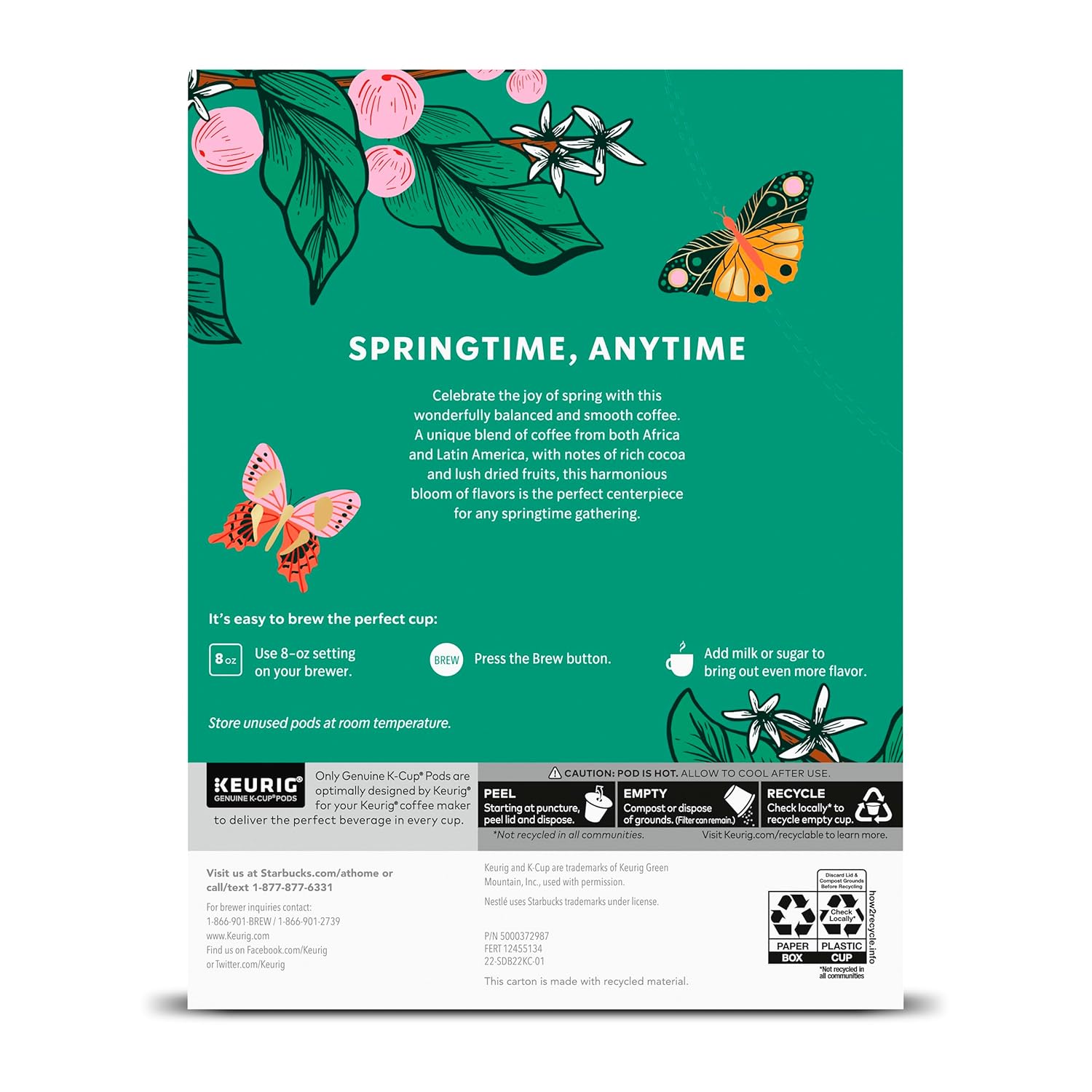 Starbucks K-Cup Coffee Pods, Medium Roast Coffee, Pike Place Roast for Keurig Brewers, 100% Arabica, 4 boxes (96 pods total)