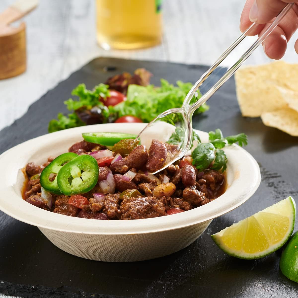 Comfy Package [100 Pack Heavy Duty Disposable Clear Plastic Knives - Basic Cutlery for Parties, Events, and Everyday Use