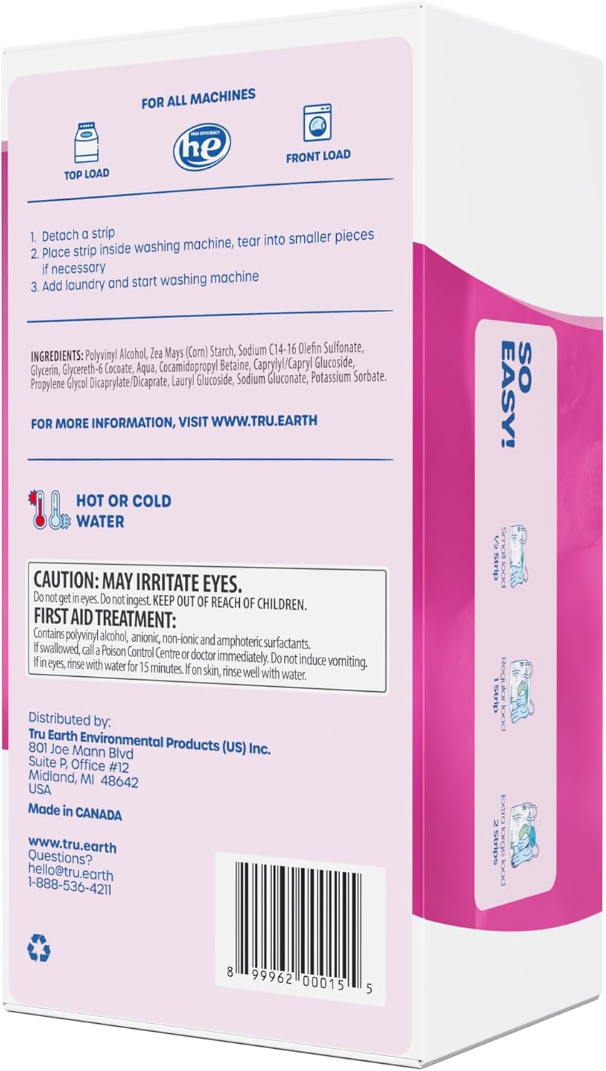 Tru Earth Compact Dry Laundry Detergent Sheets - Up to 64 Loads (32 Sheets) - Paraben-Free - Original Eco-Strip Liquidless Laundry Detergent, Travel Laundry Sheets - Fresh Linen