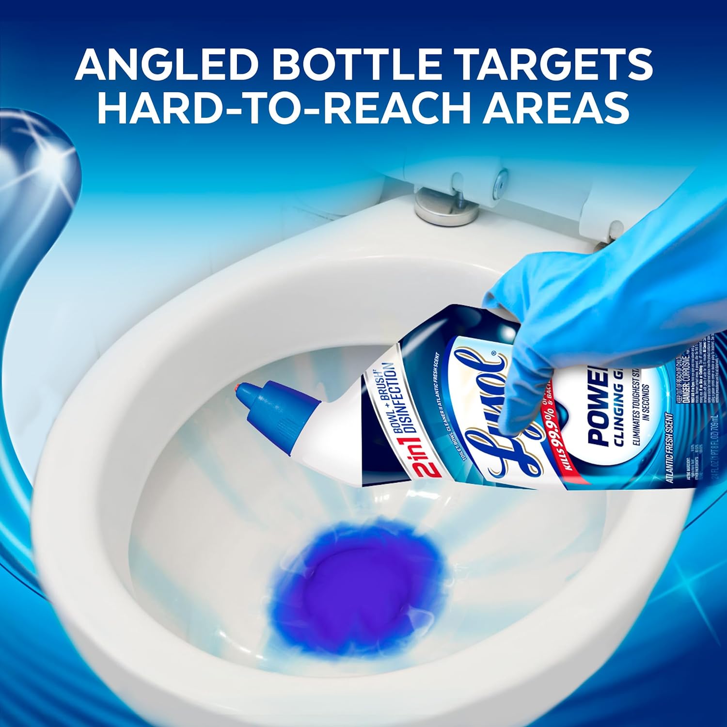 Lysol Power Toilet Bowl Cleaner Gel, For Cleaning and Disinfecting, Stain Removal, 24 Fl oz (2-pack),Packaging may vary