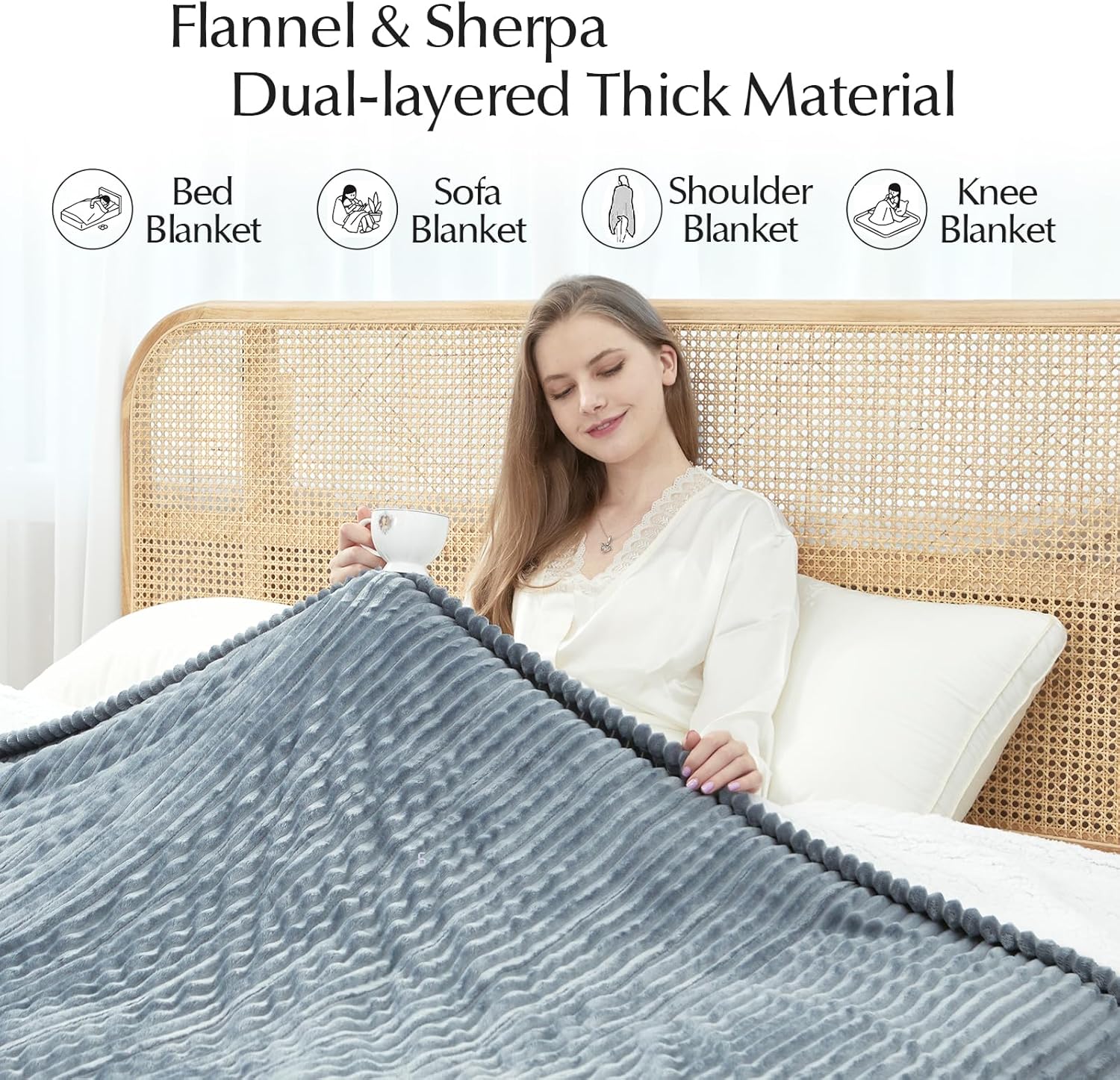 Heated Blanket Throw Size, Soft and Cozy Electric Heating Blanket for Bed, Automatic Safety System 6 Heating Levels & 4 Hours Auto-Off, 50