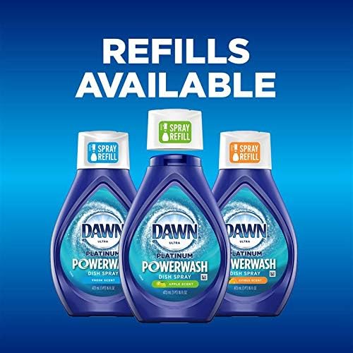 Dawn Platinum Powerwash Dish Spray, Dish Soap, Fresh Scent Bundle, 1 Spray (16oz) + 3 Refills (16oz each)