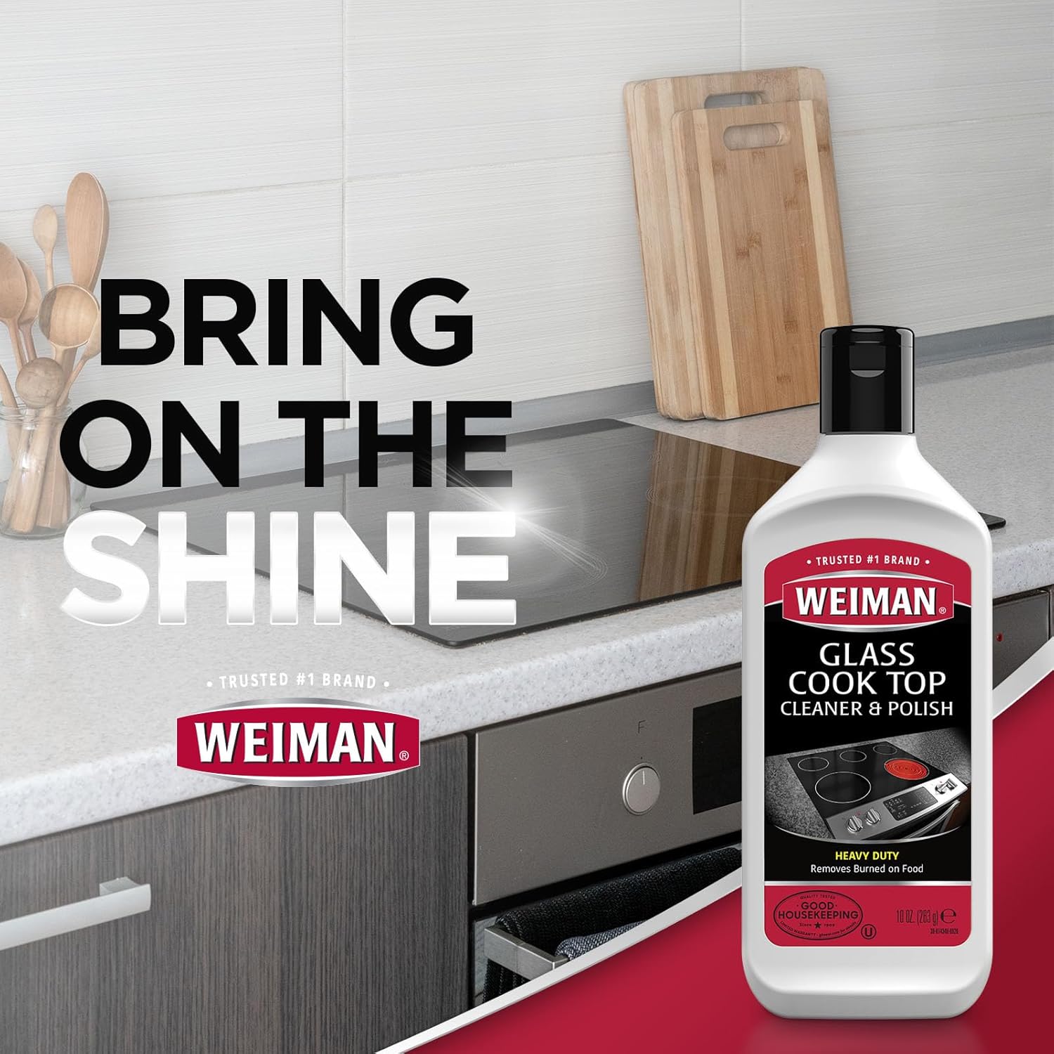 Weiman Cooktop and Stove Top Cleaner Kit - Glass Cook Top Cleaner and Polish 10 oz. Scrubbing Pad, Cleaning Tool, Razor, Scraper