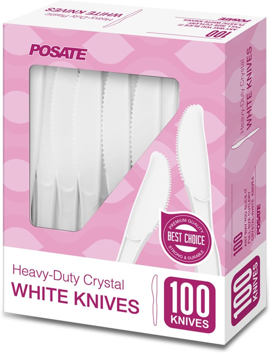 POSATE Clear Knives, Heavy-Duty Crystal (100 Knives)