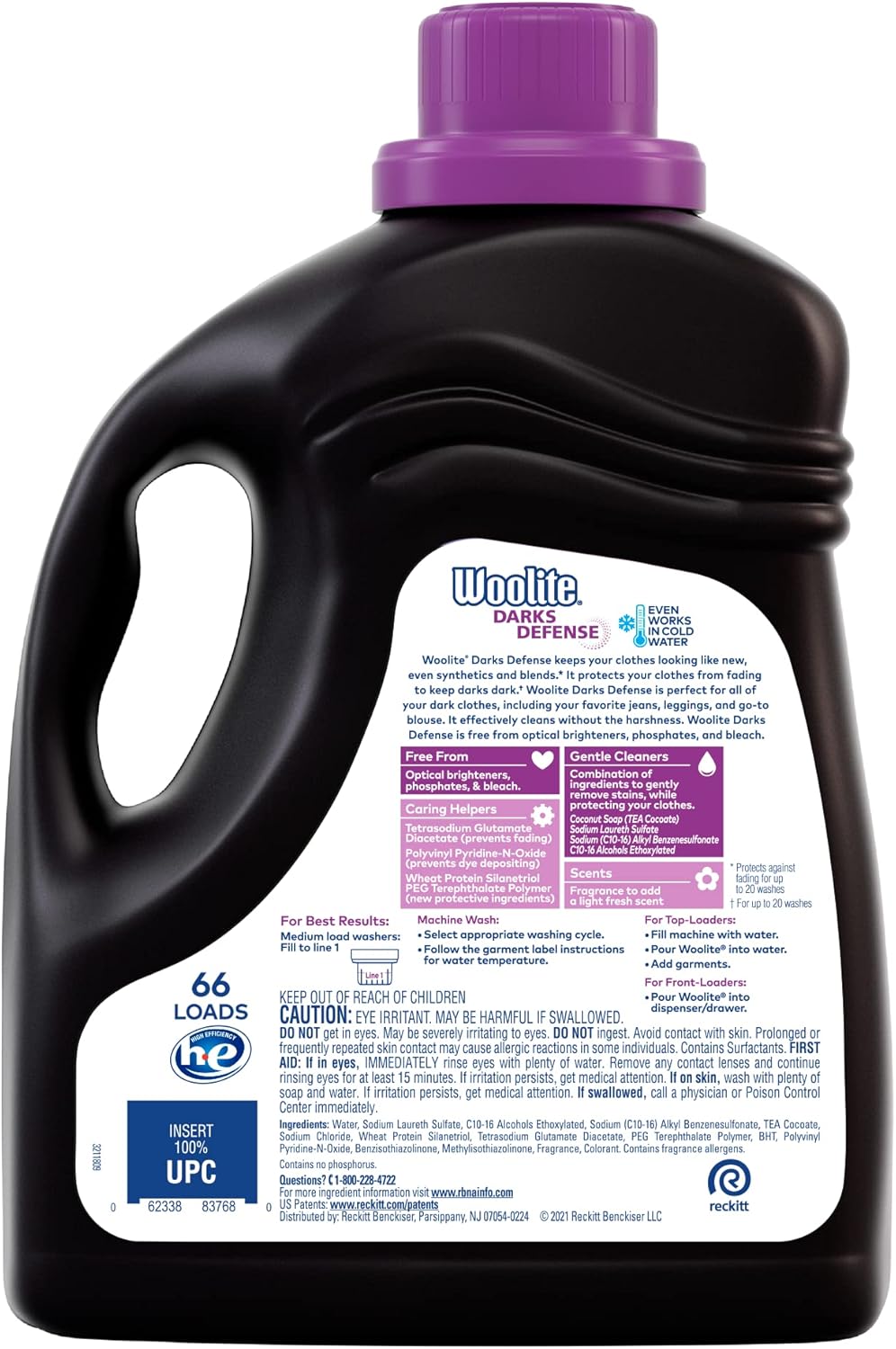 Woolite Darks Defense Liquid Laundry Detergent, Woolite Dark, Laundry Detergent, 66 Loads, 100 Fl Oz, HE & Regular Washers, Packaging May Vary