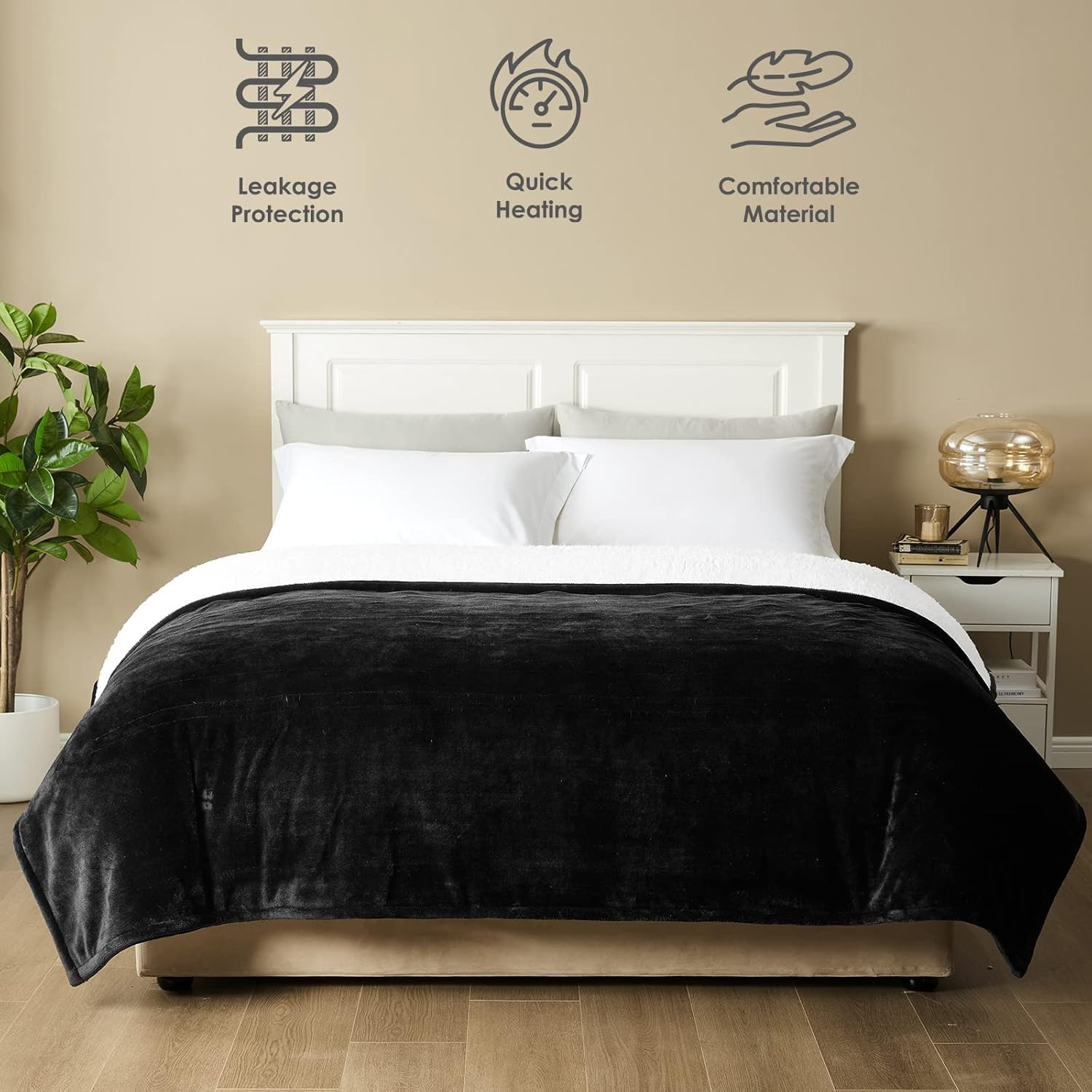 EHEYCIGA Heated Blanket Electric Blanket Throw - Heating Blanket with 9 Heating Levels & 10 Hours Auto Off, Soft Cozy Sherpa Washable Blanket with Fast Heating, 50 x 60 Inches