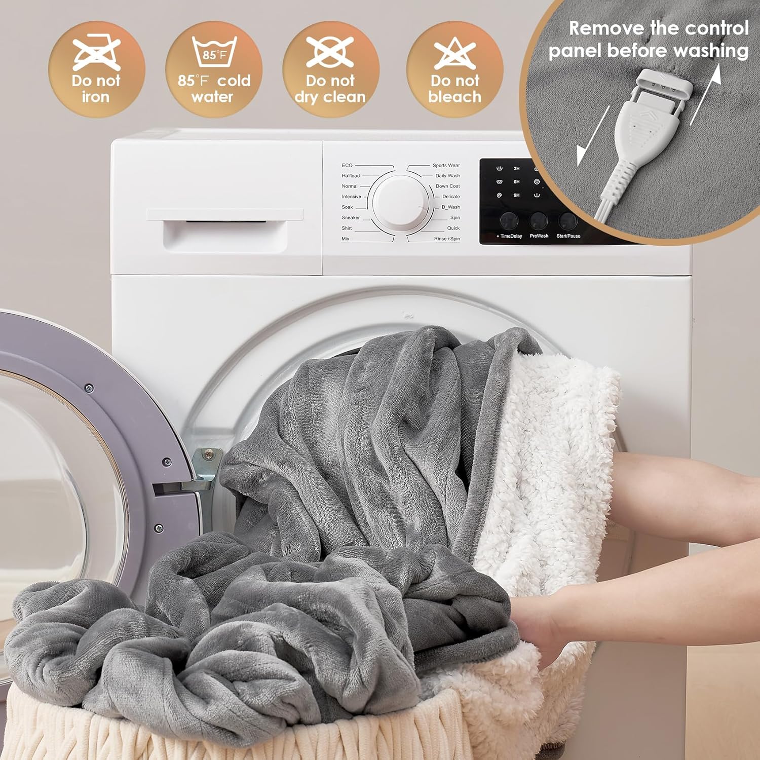 EHEYCIGA Heated Blanket Electric Blanket Throw - Heating Blanket with 9 Heating Levels & 10 Hours Auto Off, Soft Cozy Sherpa Washable Blanket with Fast Heating, 50 x 60 Inches