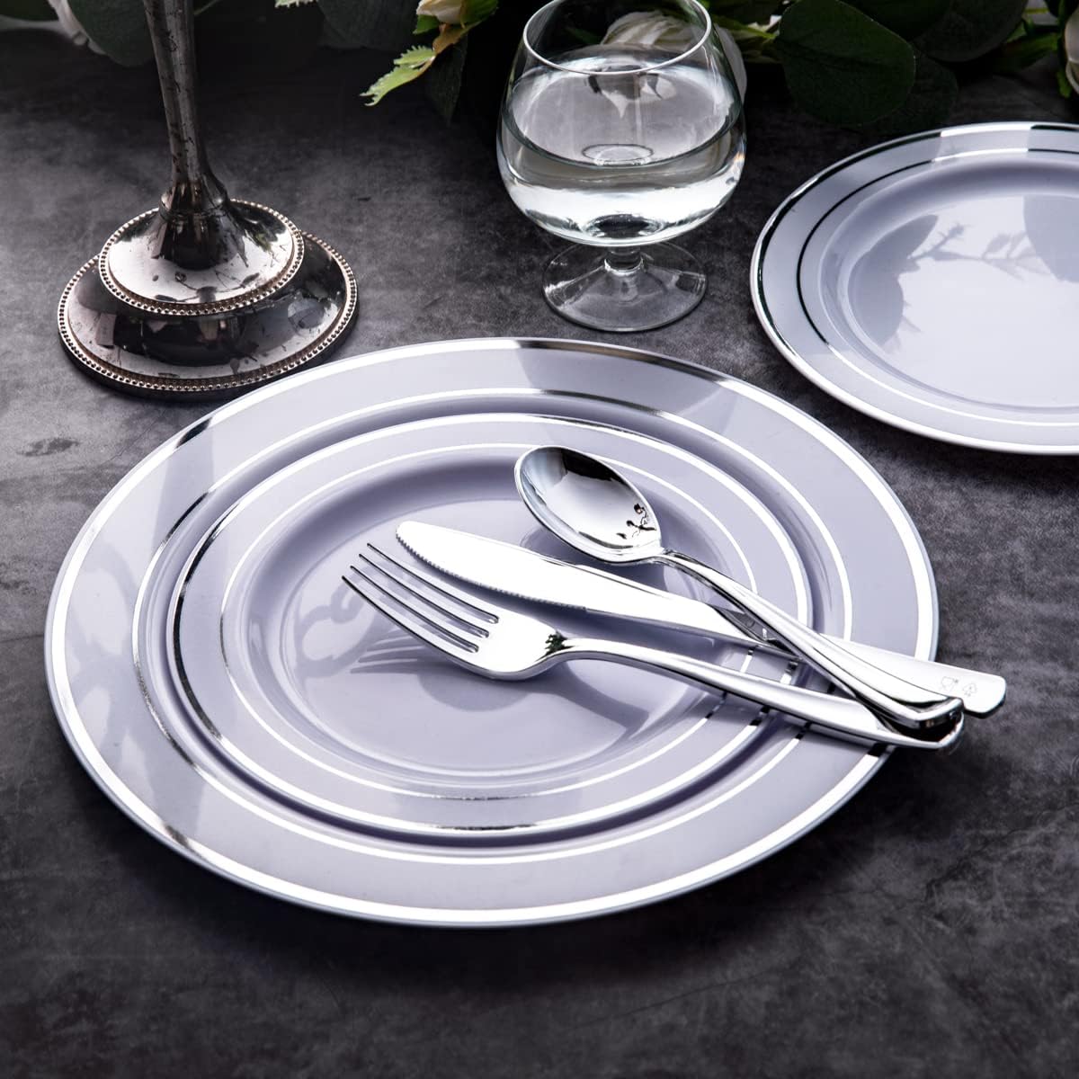 WDF300 Pieces Gold Plastic Silverware - Heavy Duty Disposable Gold Cutlery Set Plastic Gold Silverware Set Plastic Includes 100 Forks, 100 Spoons, 100 Knives