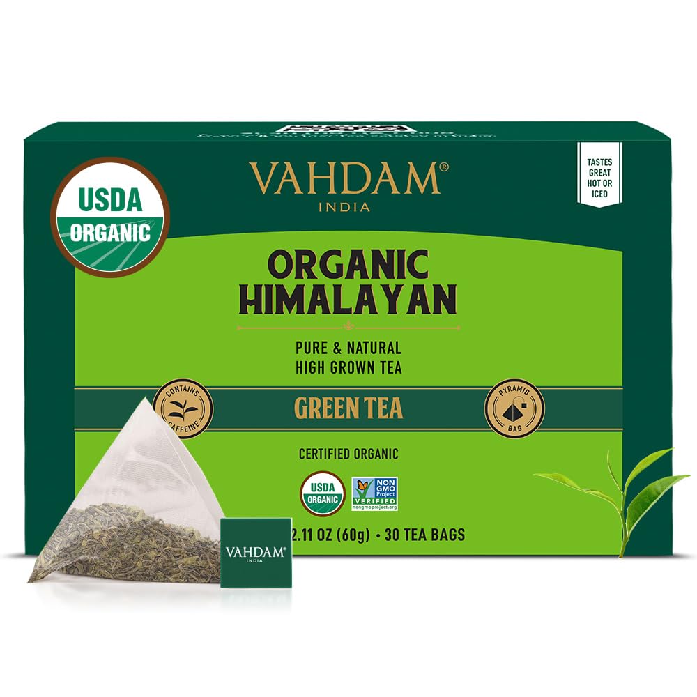 VAHDAM, Organic Turmeric Ginger Herbal Tea Bags (100 Pyramid Tea Bags) Caffeine Free, Non GMO, Gluten Free | 100% Pure Herbal Blend - Savory & Spicy | Plant-Based Tea Bags | Resealable Ziplock Pouch
