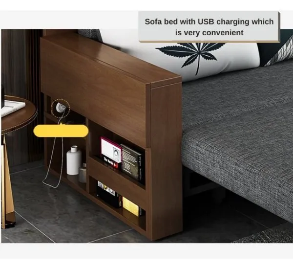 Foldable Multifunctional Wood Sofa Bed With Storage