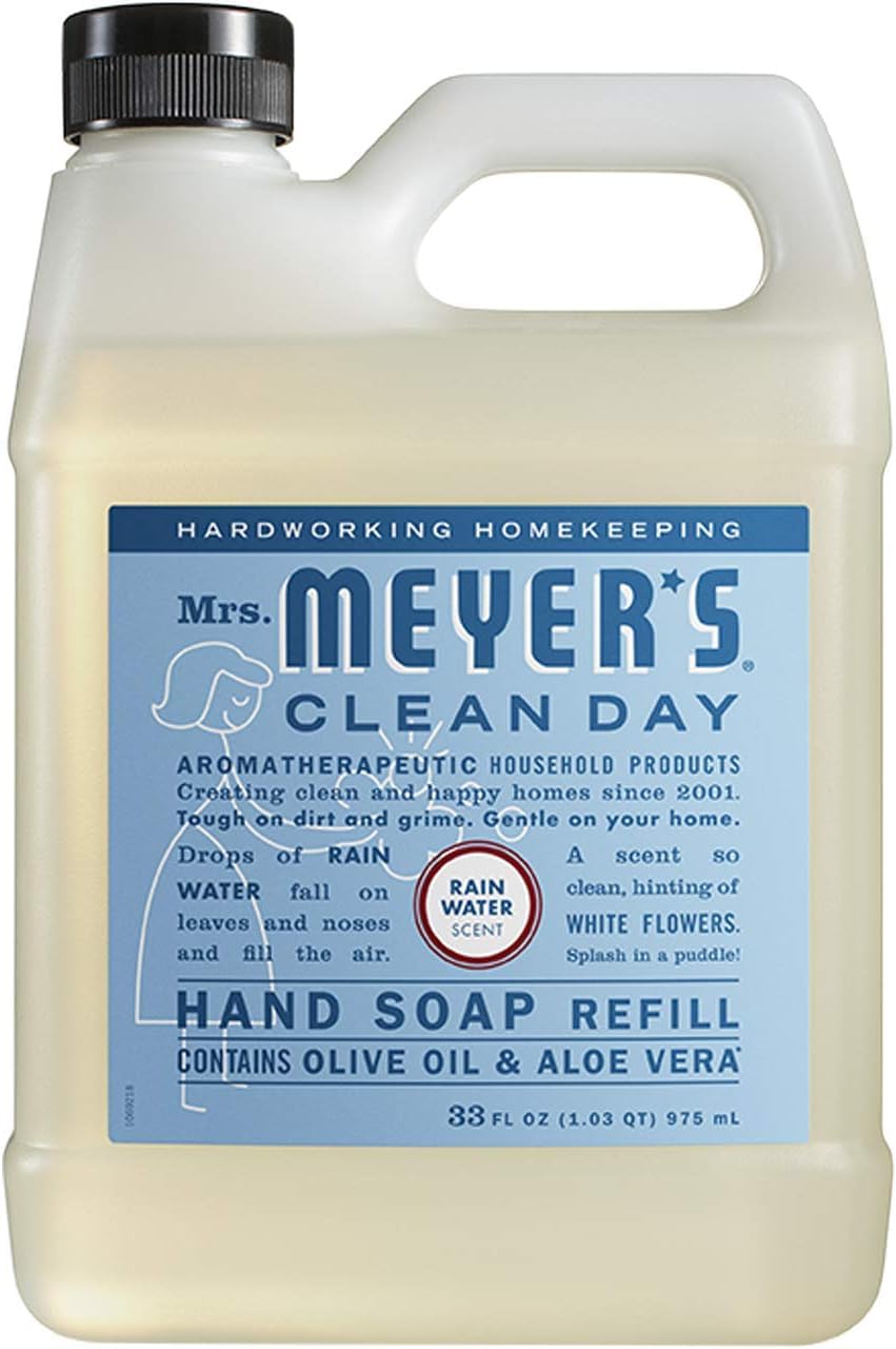 MRS. MEYER'S CLEAN DAY Liquid Hand Soap Refill, Cruelty Free and Biodegradable Formula, Lemon Verbena Scent, 33 oz