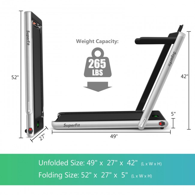 2 in 1 Folding Treadmill with Bluetooth Speaker Remote Control