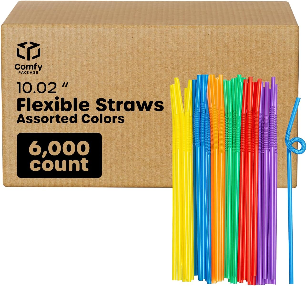 Comfy Package, [100 Count] Jumbo Plastic Smoothie Straws - 8.5
