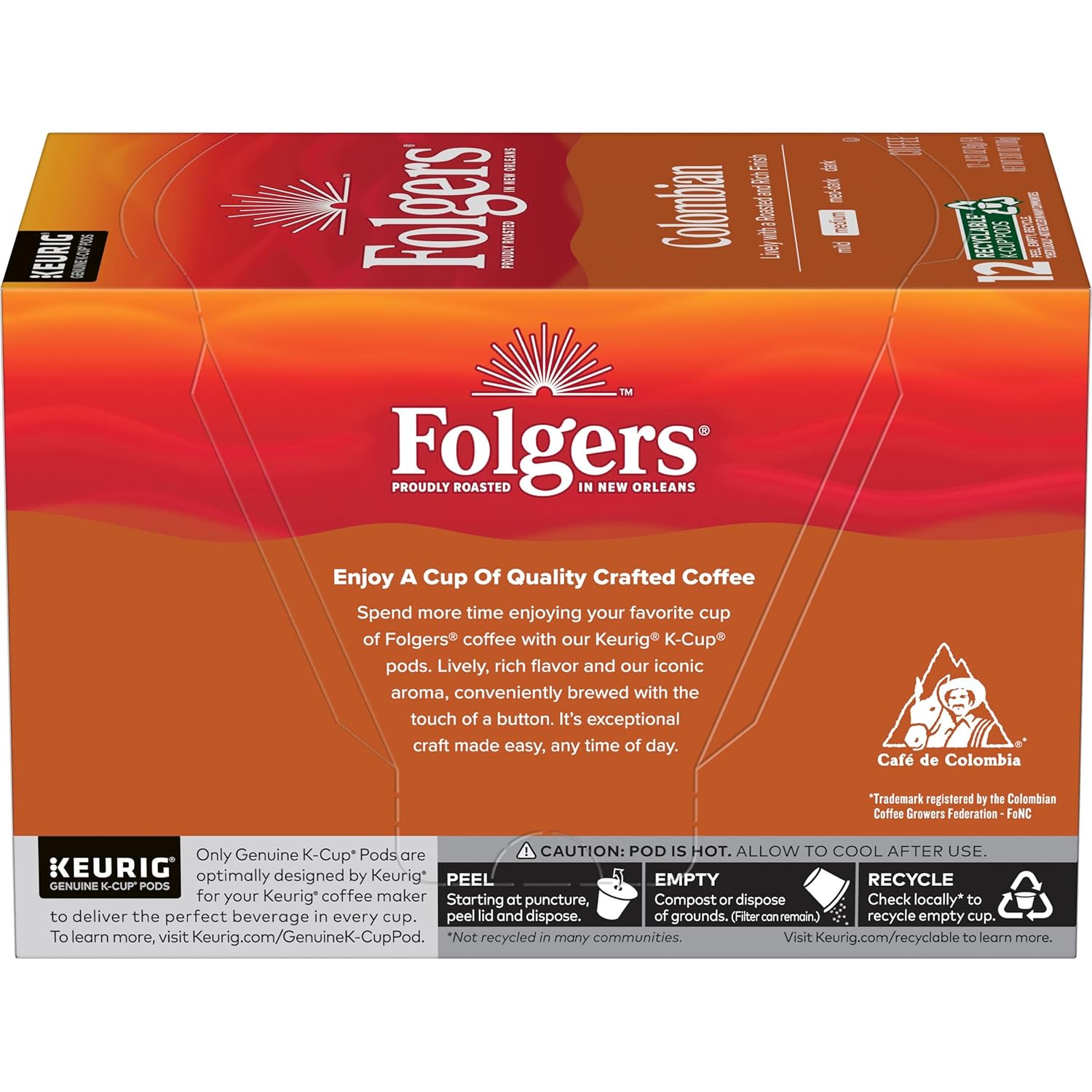 Folgers Classic Roast Medium Roast Coffee, 72 Keurig K-Cup Pods