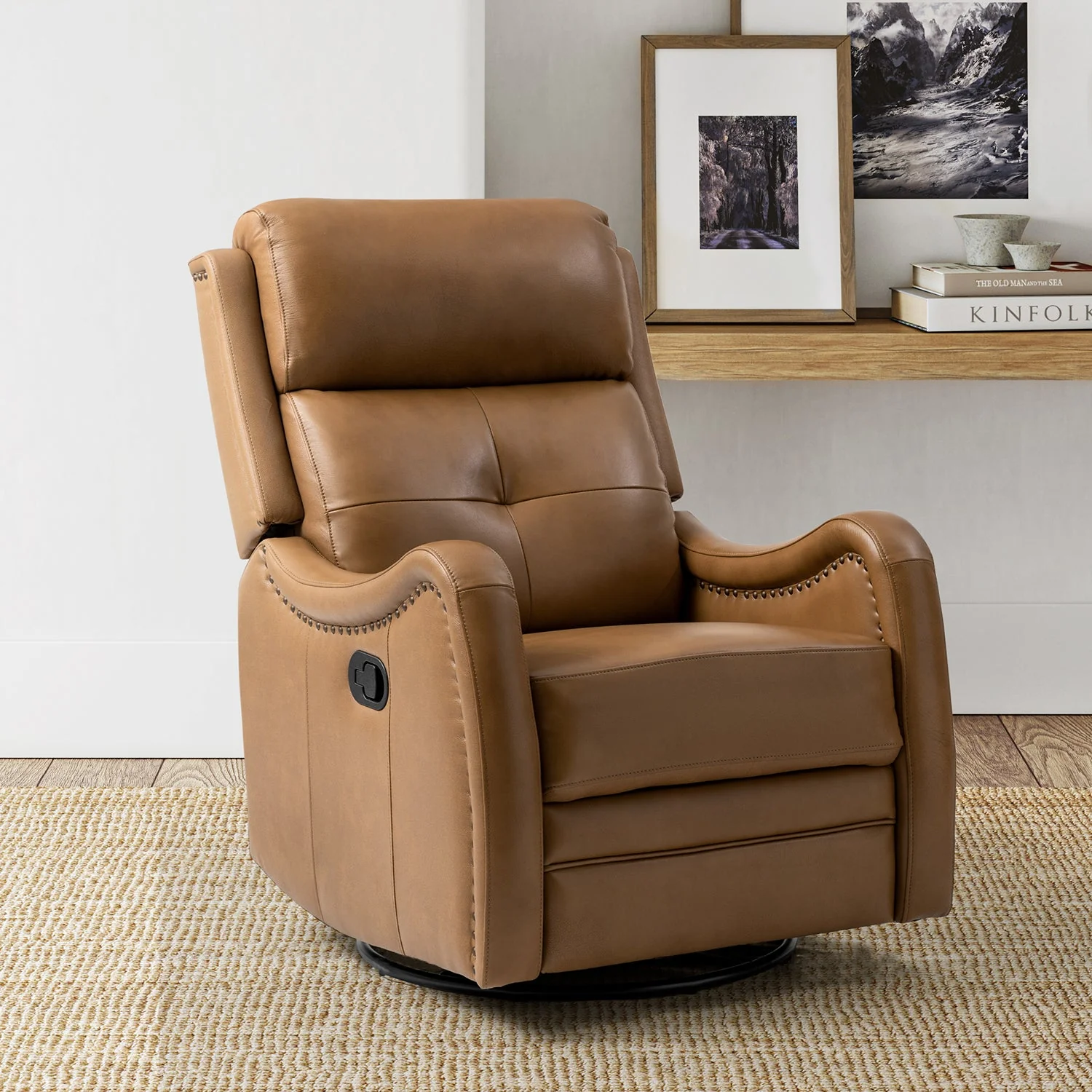 Amelia Genuine Leather Swivel Rocker Recliner