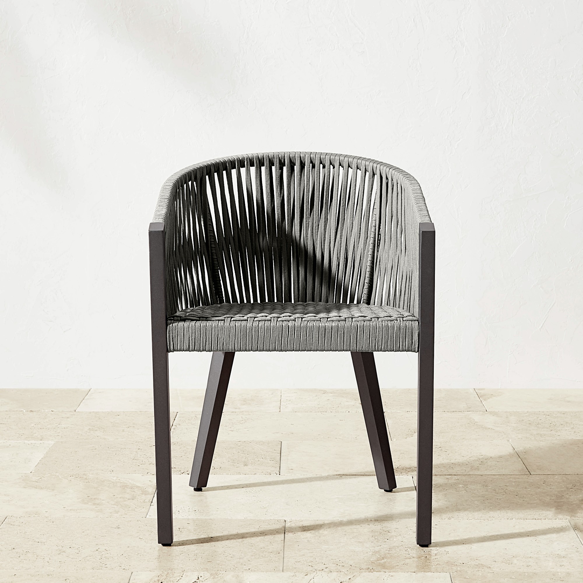 Pasadena Outdoor Fiberstone and Rope Round Dining Table & Pasadena Dining Chairs (60