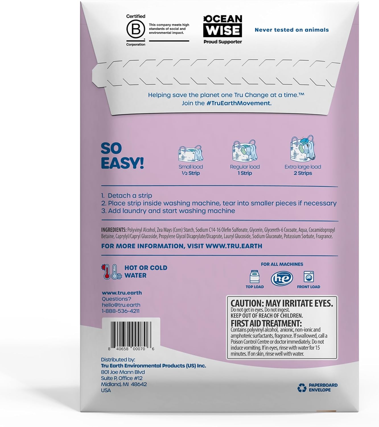 Tru Earth Compact Dry Laundry Detergent Sheets - Up to 64 Loads (32 Sheets) - Paraben-Free - Original Eco-Strip Liquidless Laundry Detergent, Travel Laundry Sheets - Fresh Linen