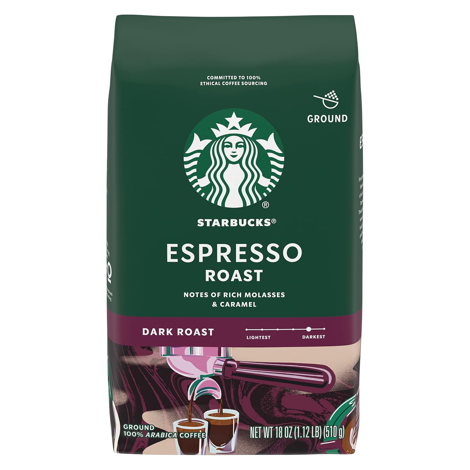 Starbucks Ground Coffee, Dark Roast Coffee, Caffè Verona, 100% Arabica, 1 bag (28 oz)