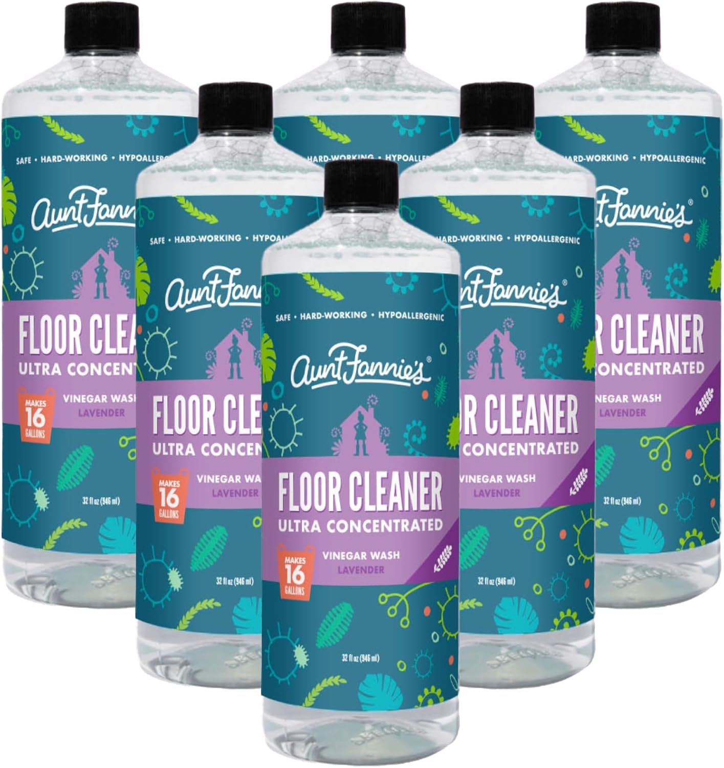 Aunt Fannie's Ultra Concentrated Floor Cleaner Vinegar Wash, Multi-Surface Floor Cleaner For Mopping, Makes 16 Gallons, Eucalyptus Scent, 32 oz. (Pack of 1), Packaging May Vary