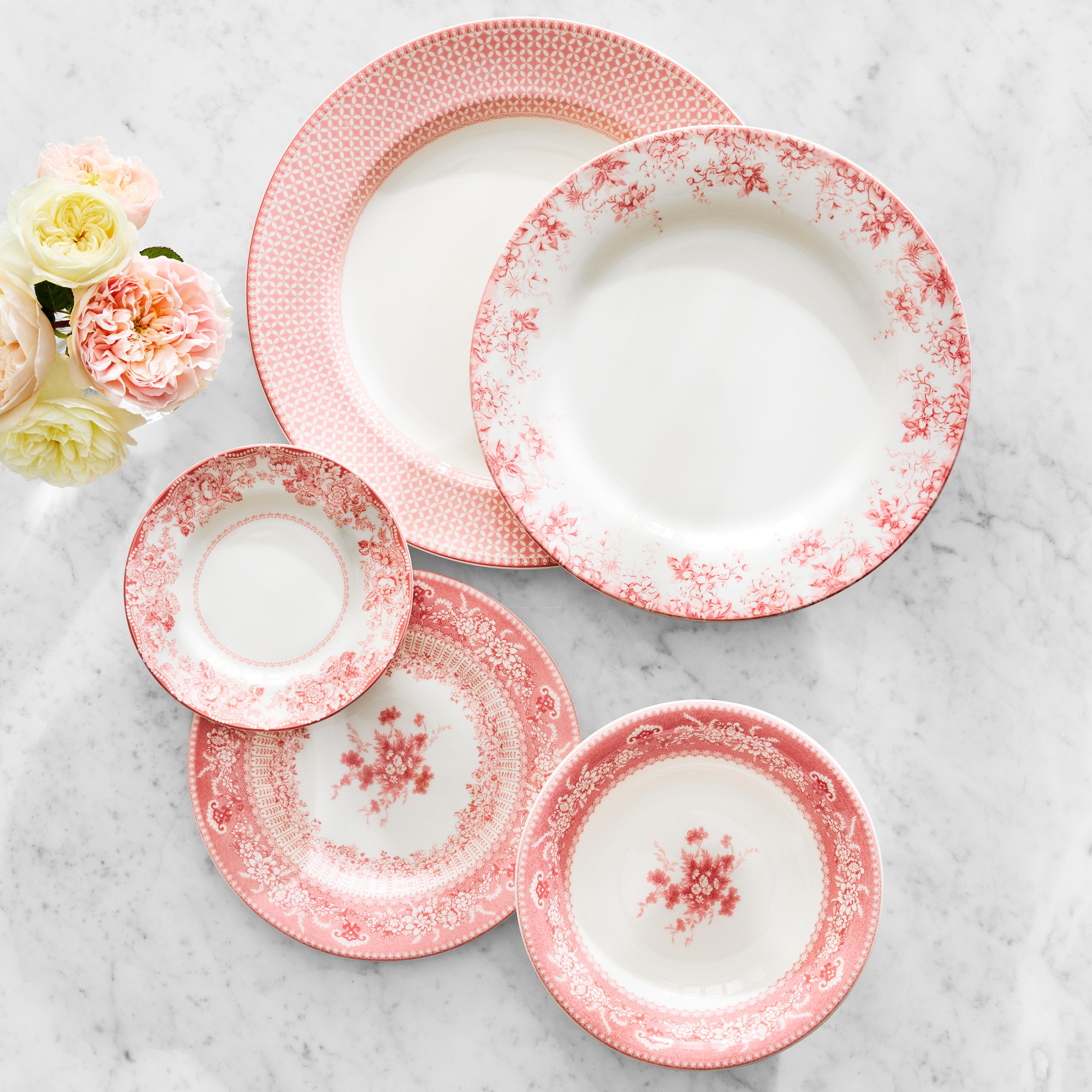 English Floral Appetizer Plates, Set of 4