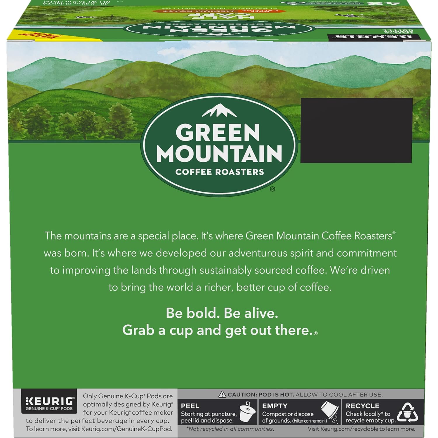 Green Mountain Coffee Roasters Half Caff Keurig Single-Serve K-Cup pods, Medium Roast Coffee, 72 Count (6 Packs of 12)