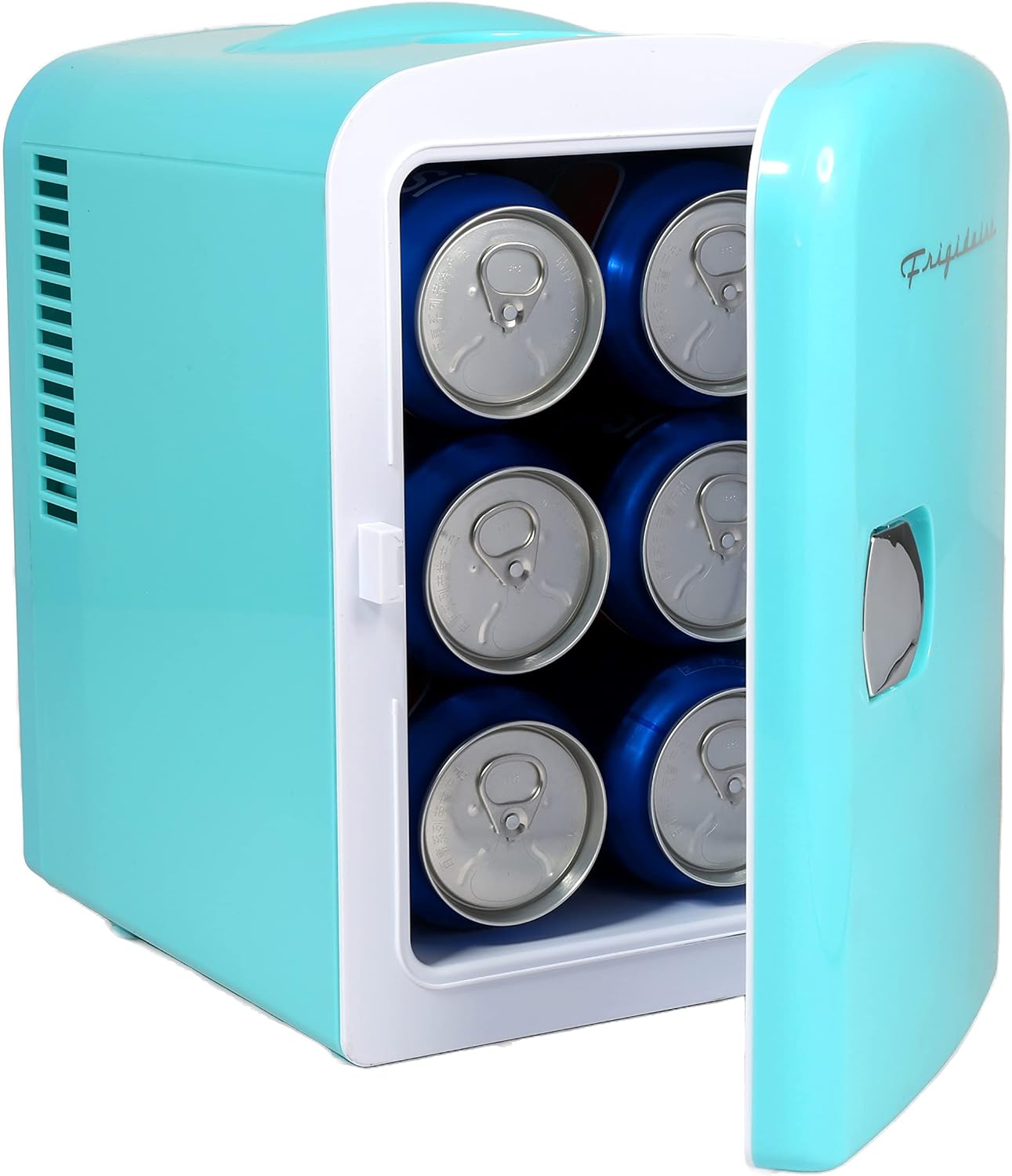 Frigidaire Mini Portable Compact Personal Fridge Cooler, 4 Liter Capacity Chills Six 12 oz Cans, 100% Freon-Free & Eco Friendly, Includes Plugs for Home Outlet & 12V Car Charger – Black