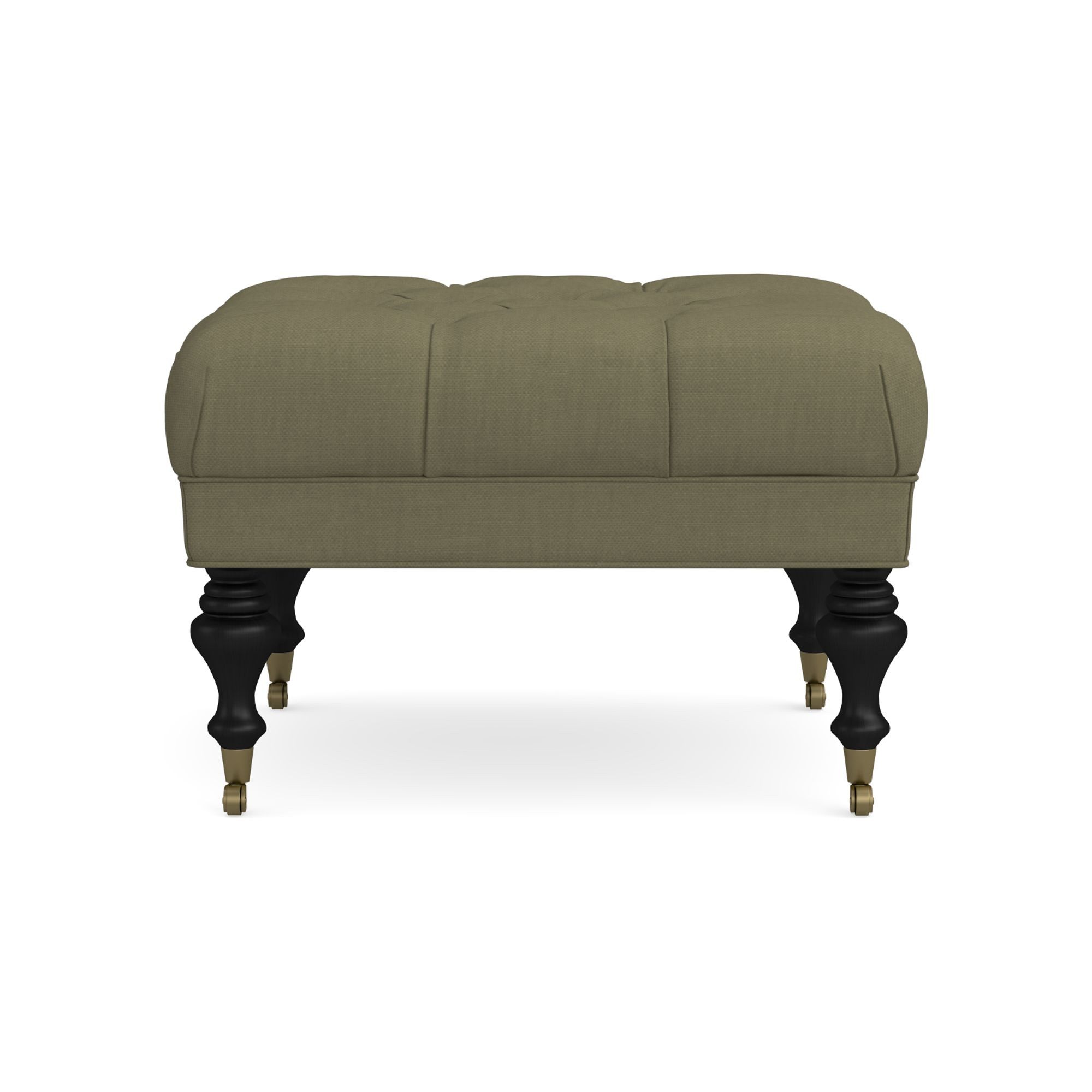Fairfax Square Ottoman, Turned Leg with Tufted Top (26
