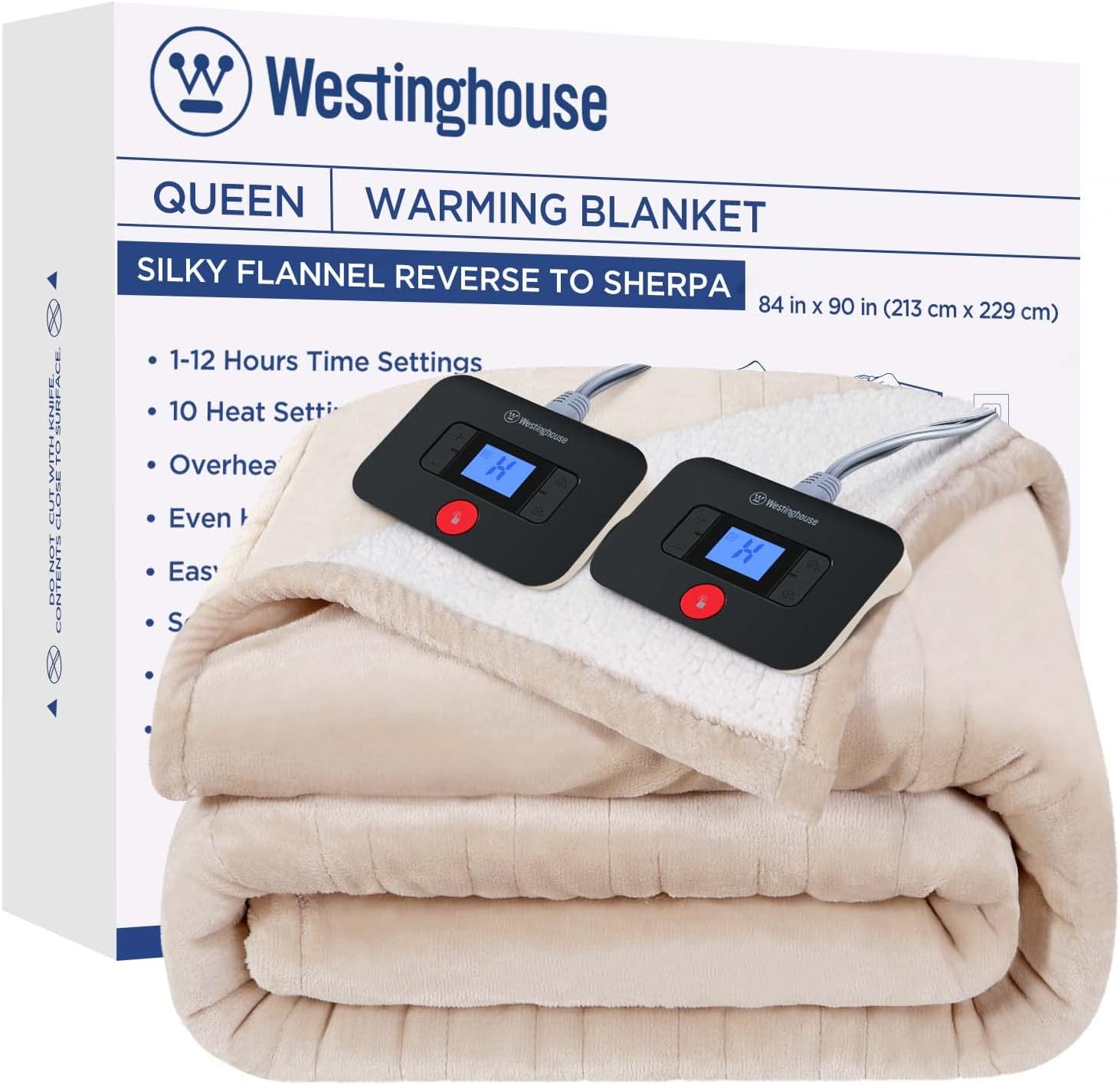 Westinghouse Heated Throw Blanket, Electric Blanket Throw with 6 Heating Levels and 2-10 Hours Time Settings, Flannel to Sherpa Super Cozy Heated Blanket Machine Washable, 50x60 inch, Charcoal