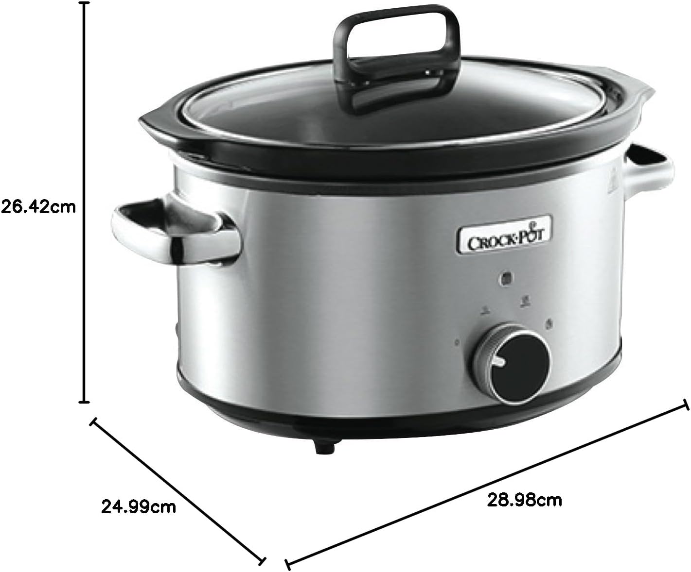 Crockpot Manual 3-Quart Slow Cooker, Silver