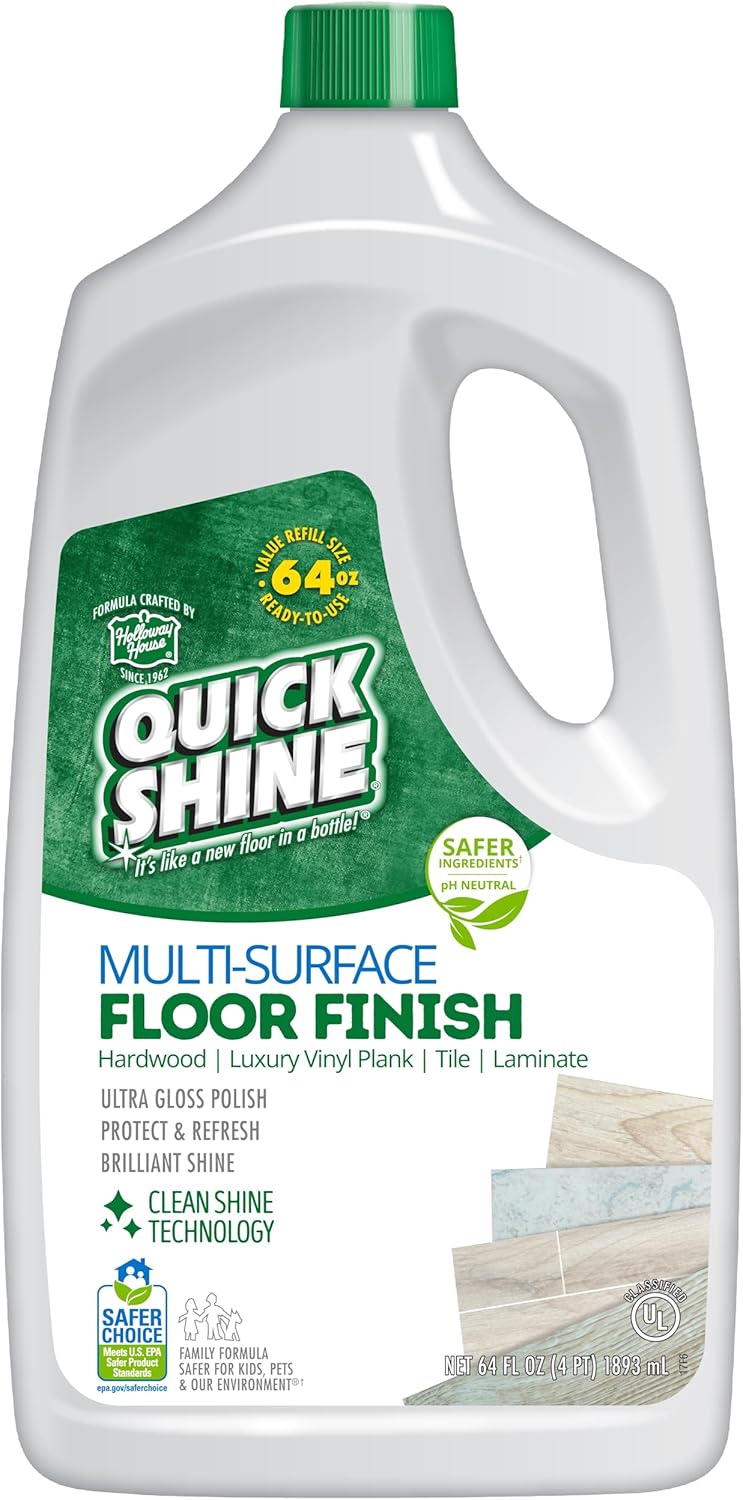 Quick Shine Multi Surface Floor Finish 64oz | Cleaner & Polish to use on Hardwood, Laminate, Luxury Vinyl Plank LVT, Tile & Stone