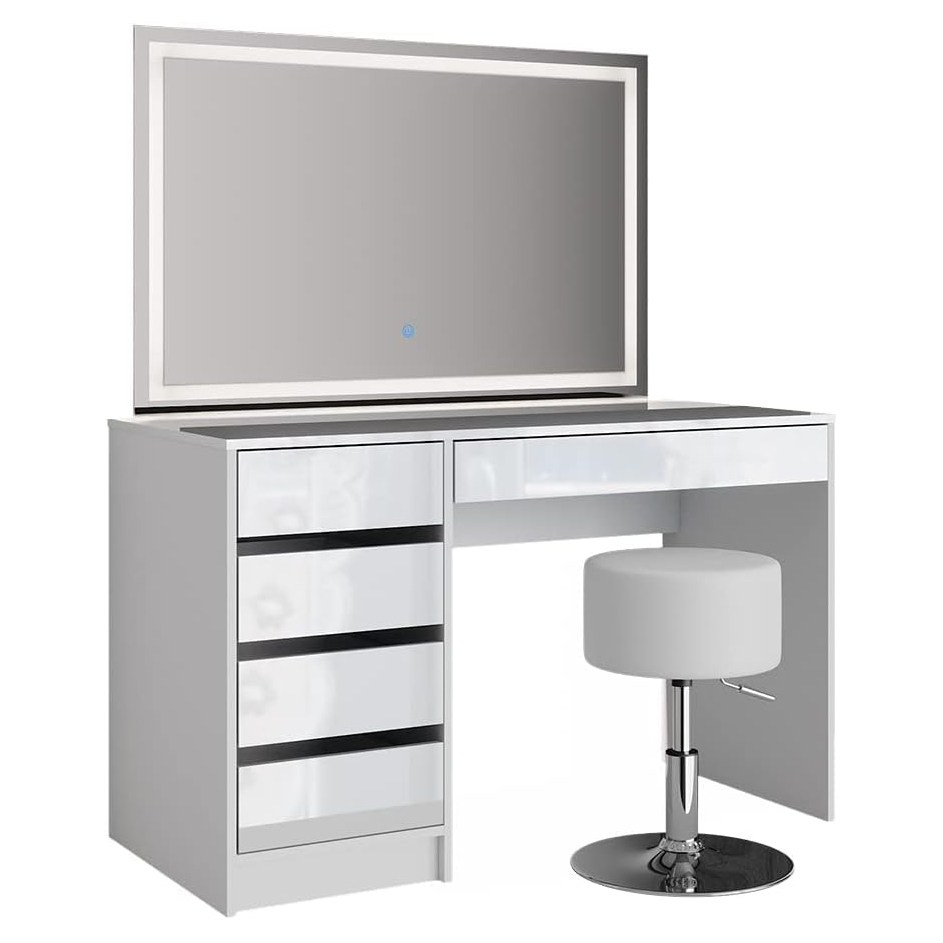 Vicco Sherry Dressing Table Sonoma / White 120 cm with LED Mirror and Stool