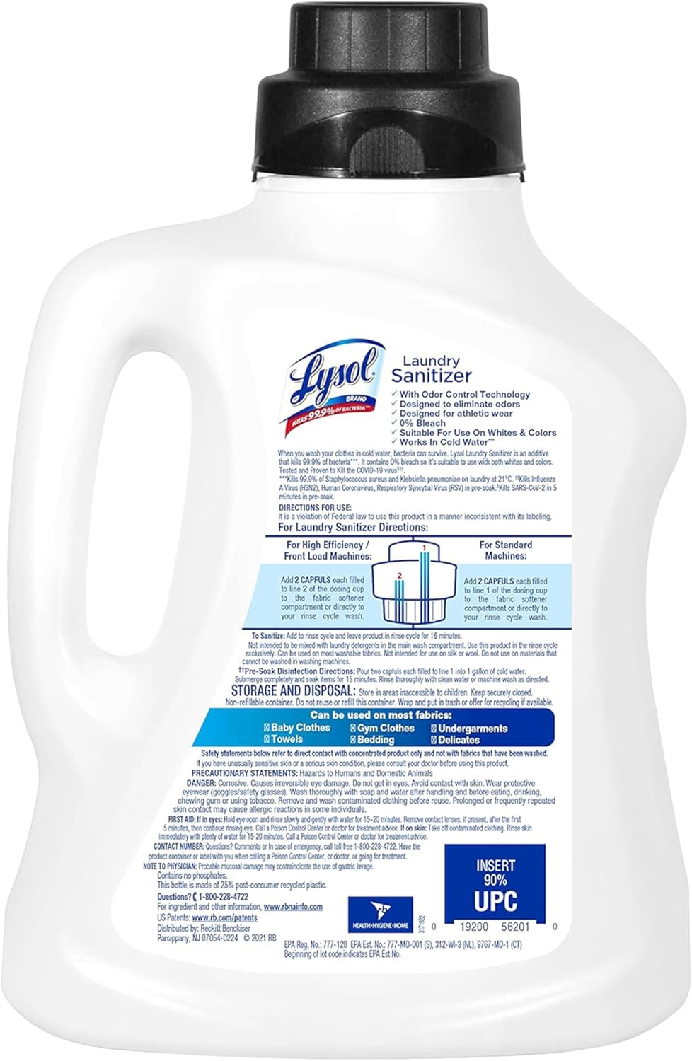 Lysol Sport Laundry Sanitizer Additive, Sanitizing Liquid for Gym Clothes and Activewear, Eliminates Odor Causing Bacteria, 90oz