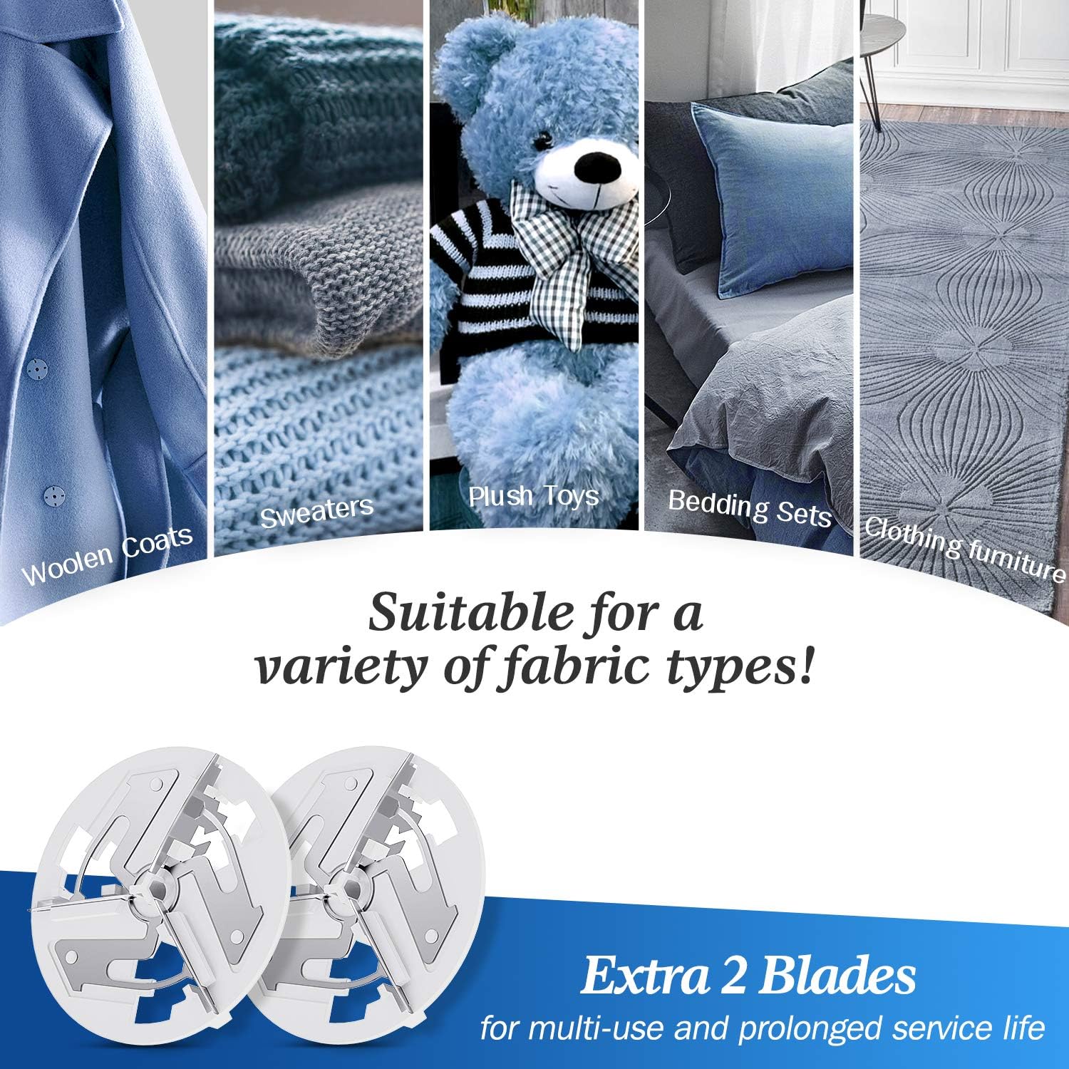 BEAUTURAL Fabric Shaver and Lint Remover, Sweater Defuzzer with 2-Speeds, 2 Replaceable Stainless Steel Blades, Battery Operated, Remove Clothes Fuzz, Lint Balls, Pills, Bobbles