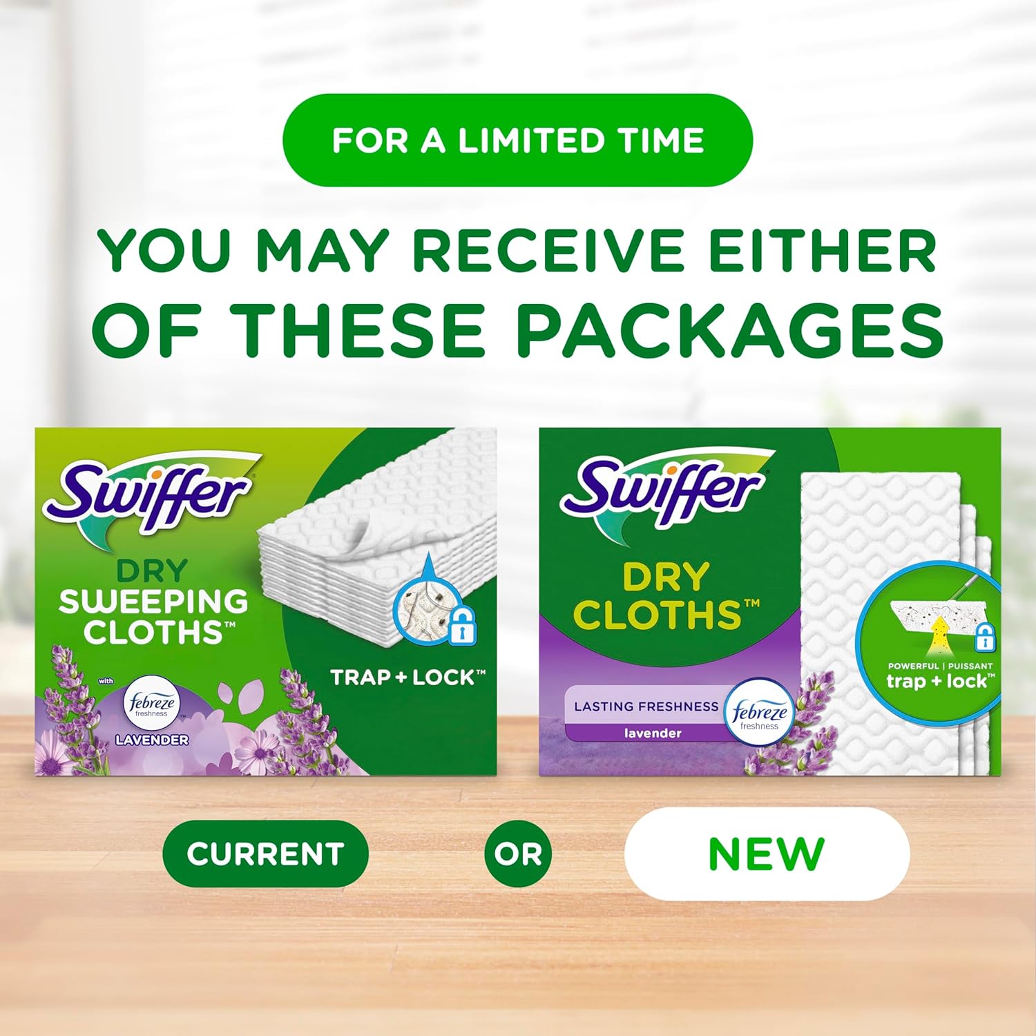 Swiffer Sweeper Dry Sweeping Pad, Multi Surface Refills for Dusters Floor Mop with Febreze Lavender Scent, 52 Count