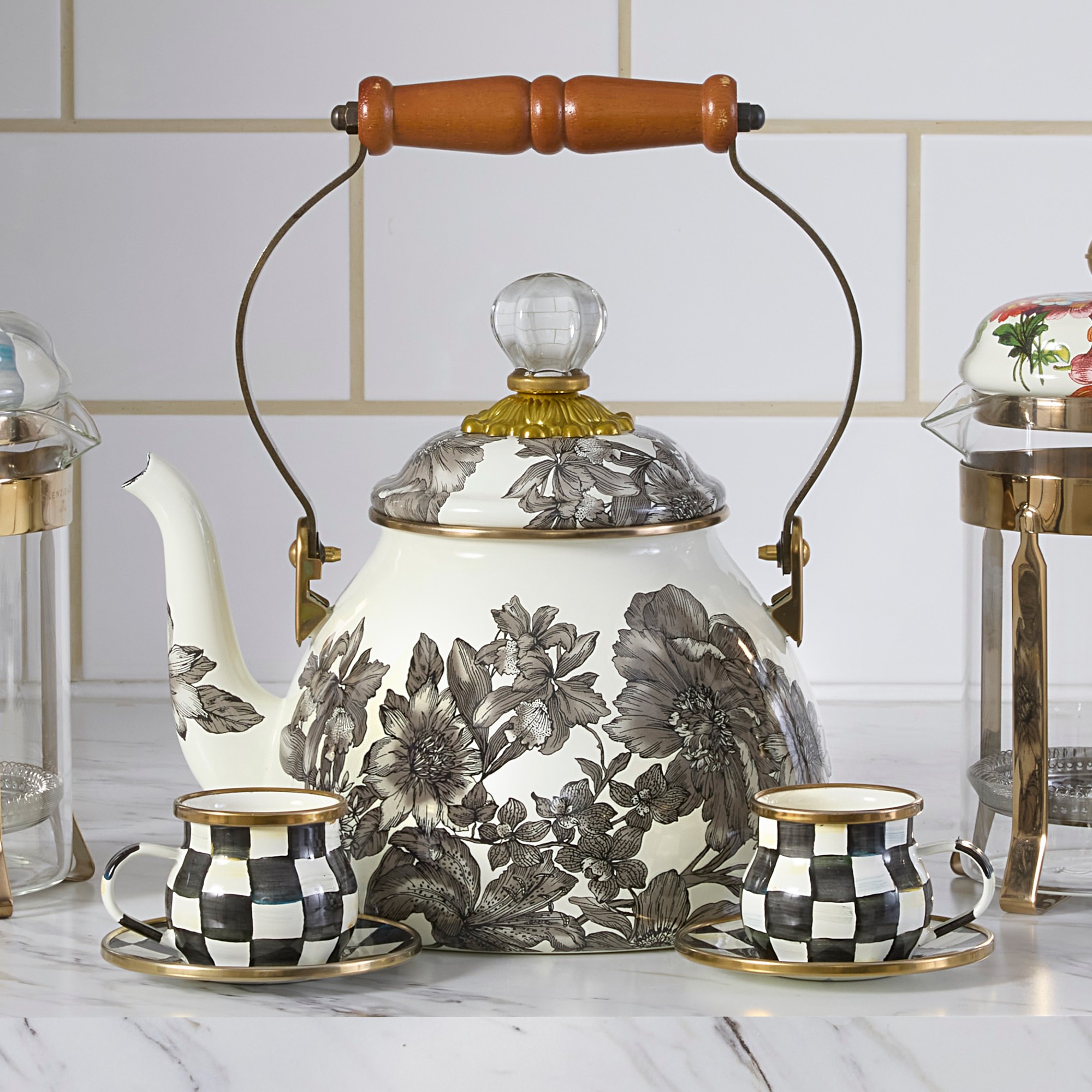 MacKenzie-Childs Sterling English Garden Tea Kettle, 2-Qt.