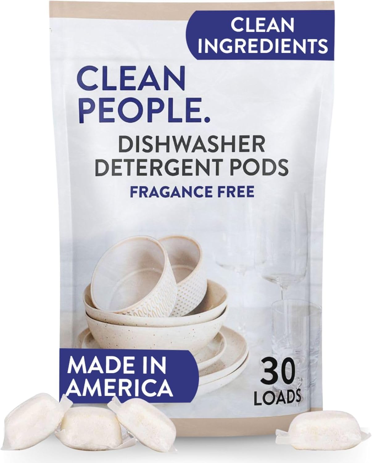 The Clean People Dishwasher Pods - Cuts Grease & Rinses Sparkling Clean - Residue-Free - Phosphate Free Dishwashing Pods - Lemon, 60 Pack