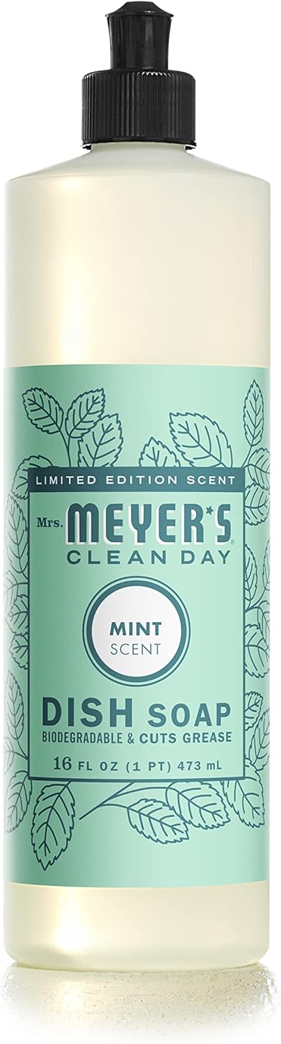 MRS. MEYER'S CLEAN DAY Liquid Dish Soap, Biodegradable Formula, Basil, 16 fl. oz - Pack of 3