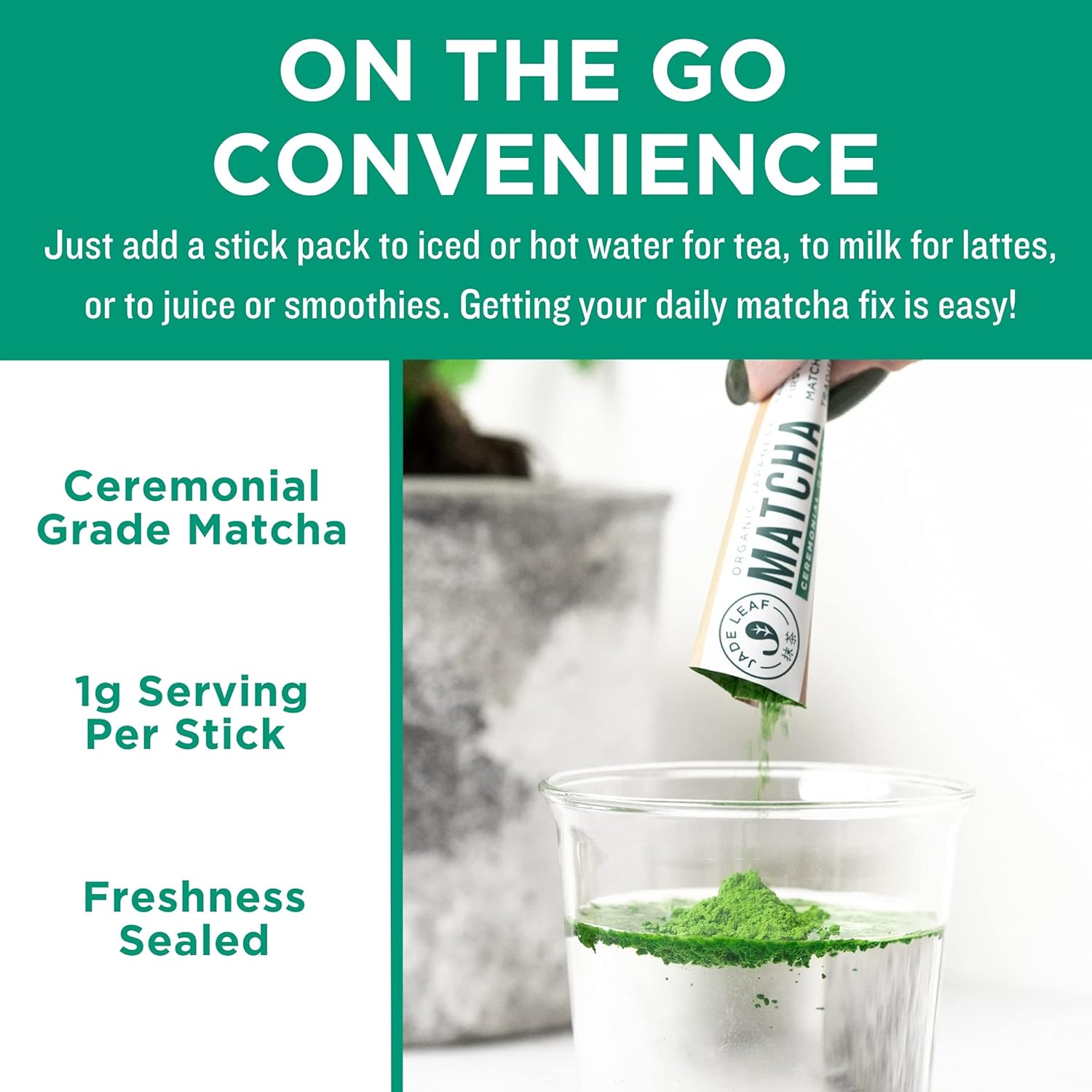 Jade Leaf Matcha Organic Green Tea Powder - Culinary Grade Premium Second Harvest - Authentic Japanese Origin (1.06 Ounce Pouch)