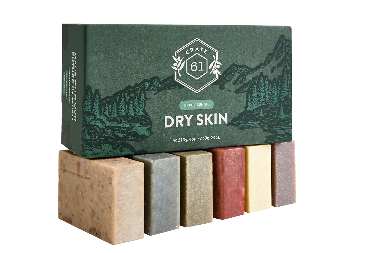 Handmade in Canada, Plant Based Cold Process Natural Bar Soap, With Premium Essential Oils, Dry Skin, Pack of 6 (Most Popular)